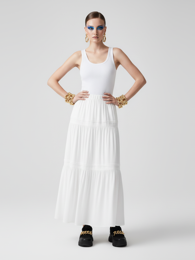 BROOKLYN BREEZE Tiered Maxi Skirt ECO FASHION BYMANYC ® New York