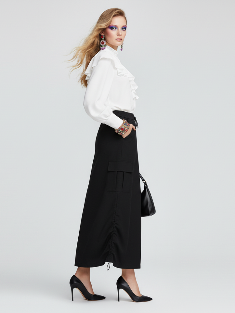 DOWNTOWN UTILITY Cargo Maxi Skirt ECO FASHION BYMANYC ® New York