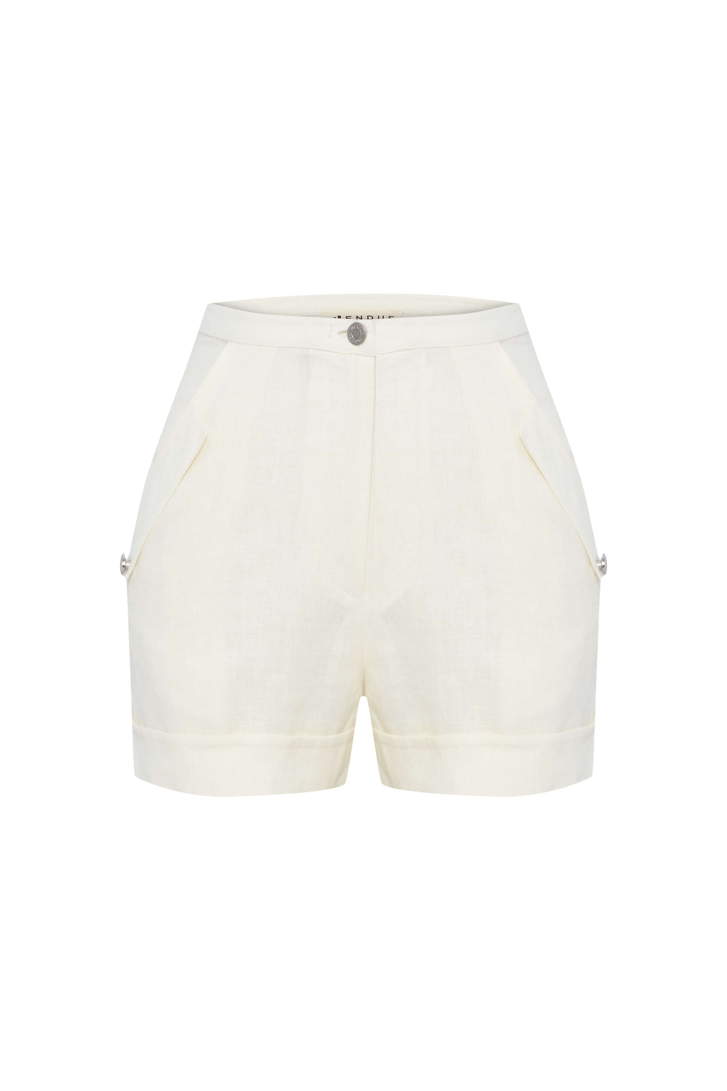JENDUE Amara Denim Linen Shorts - High-Waisted Comfort-3