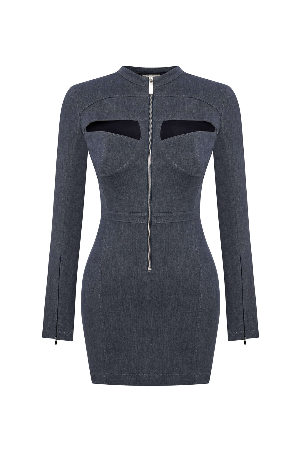 JENDUE Aurora Denim Dress - Chic Cut-Out Mini-1