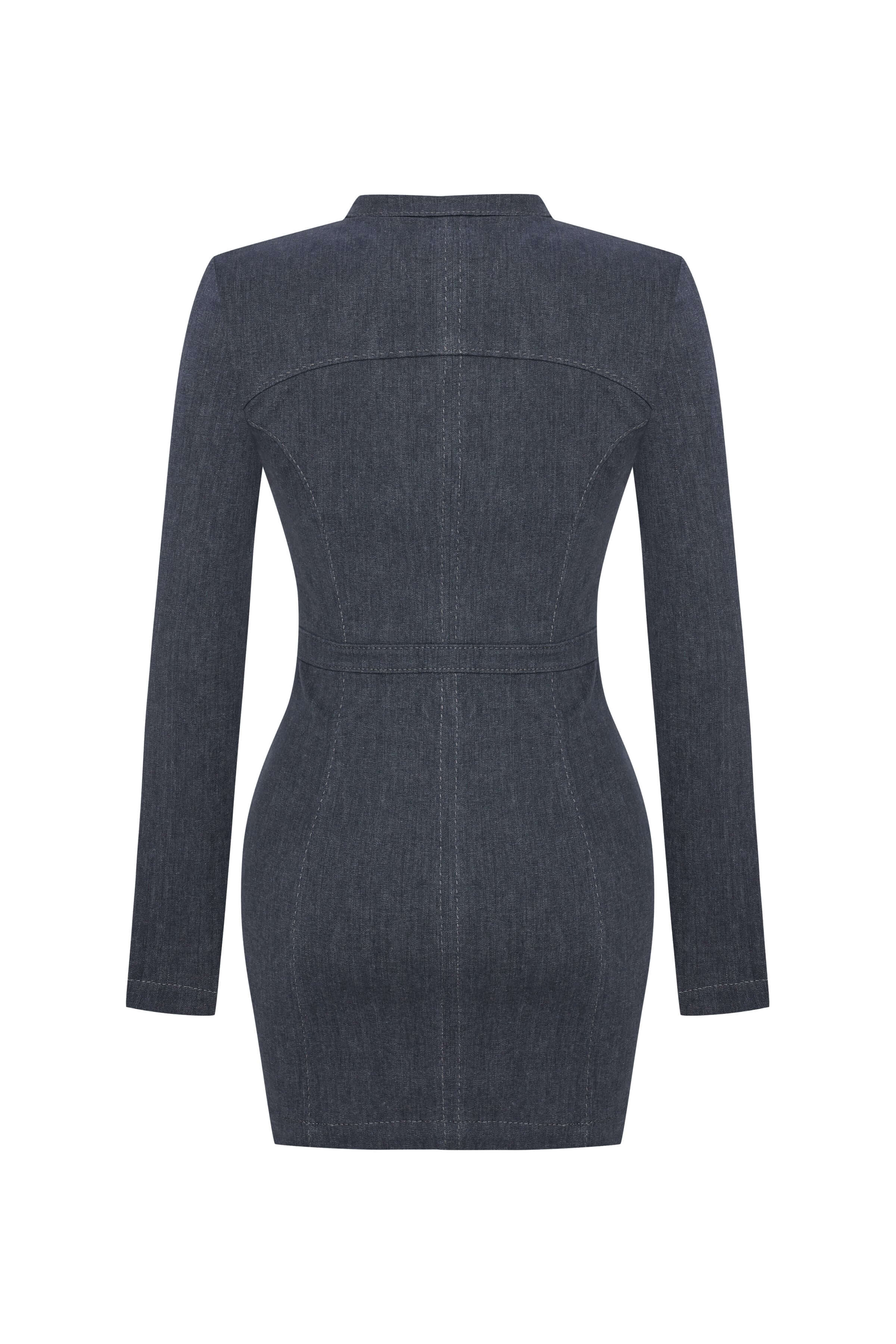 JENDUE Aurora Denim Dress - Chic Cut-Out Mini-2