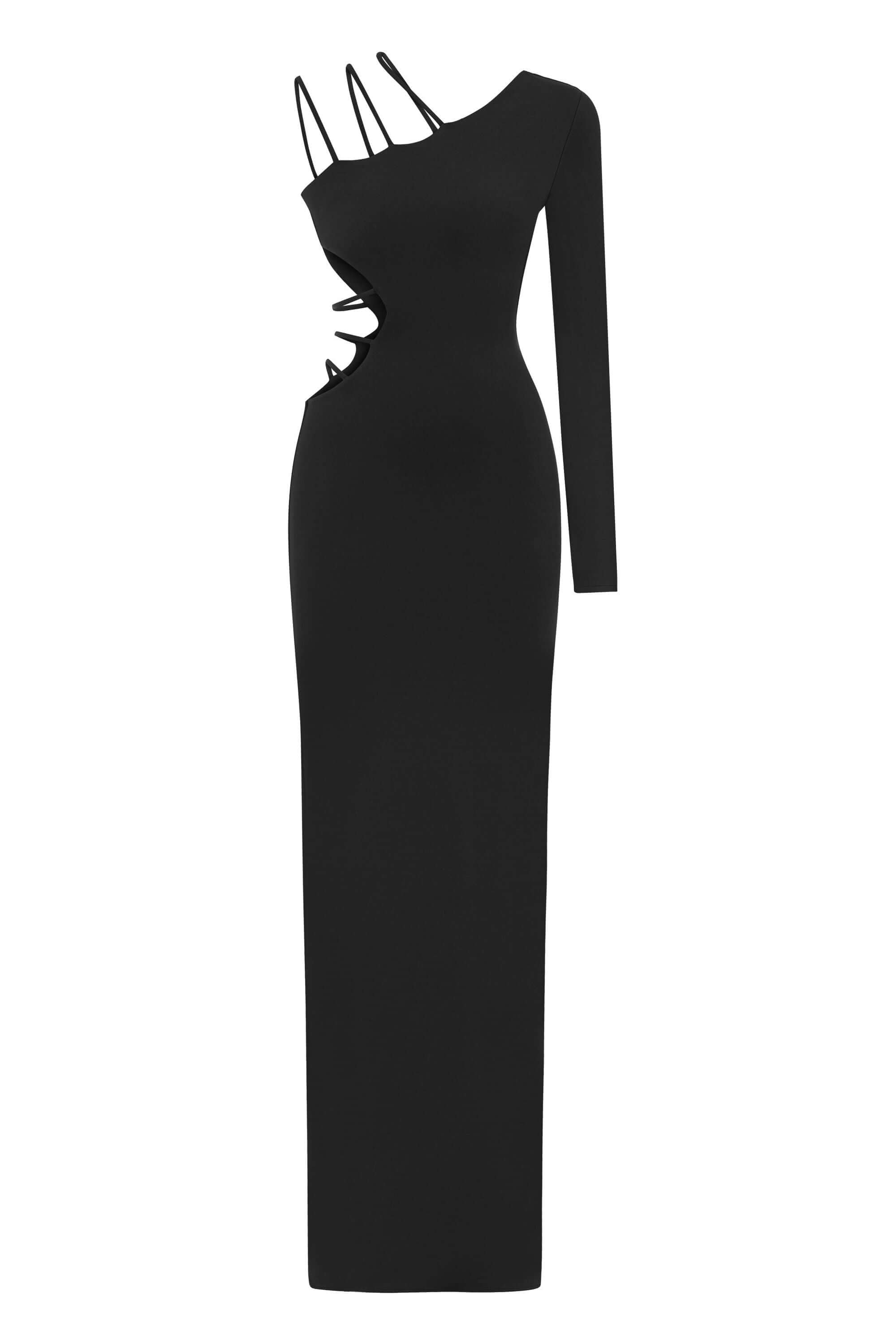 ELEVATE - JENDUE Aurora One Shoulder Denim Maxi Dress - Elegant Blue Cutout Gown