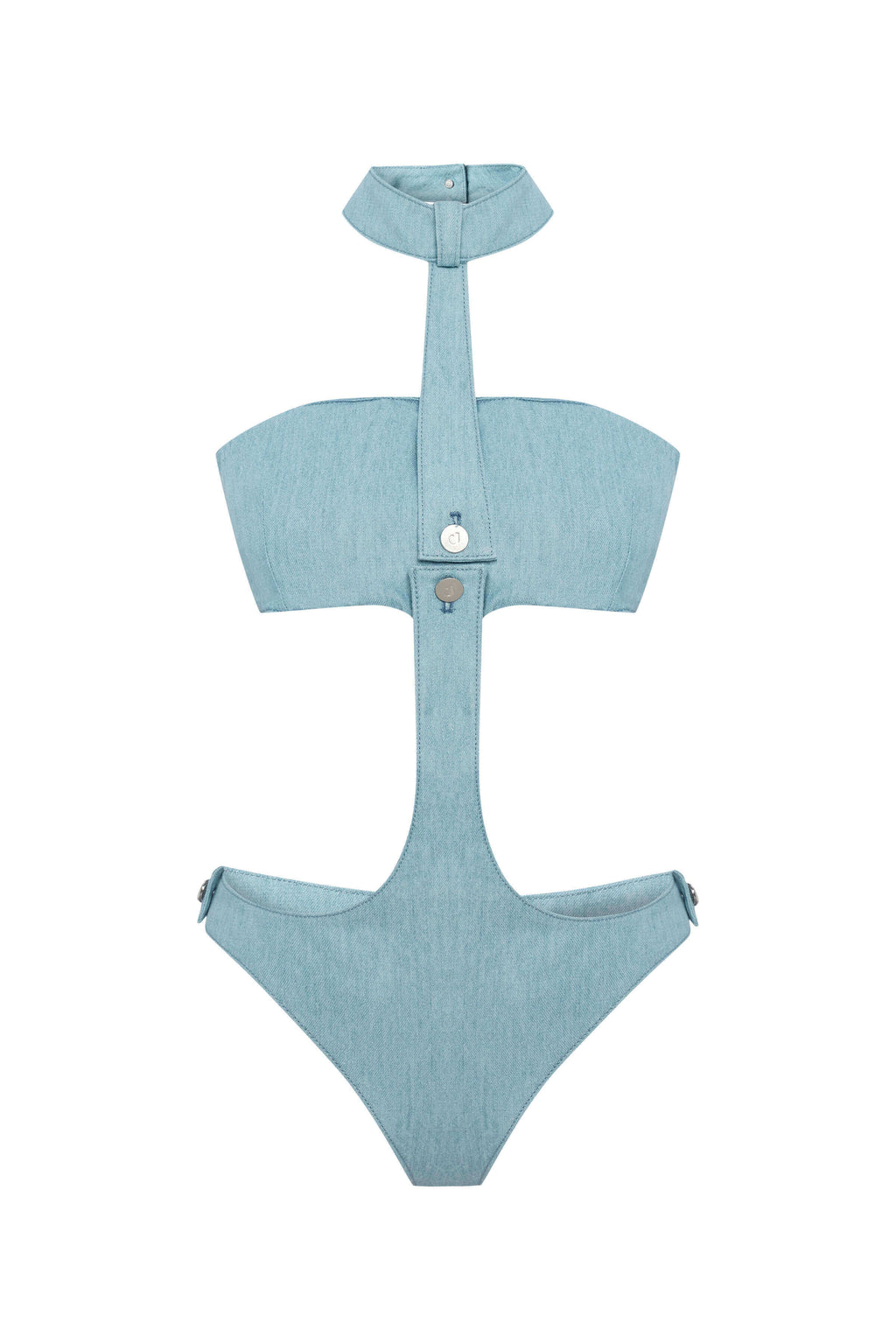 JENDUE Belinda Denim Bodysuit - Chic Cut-Out Design-2