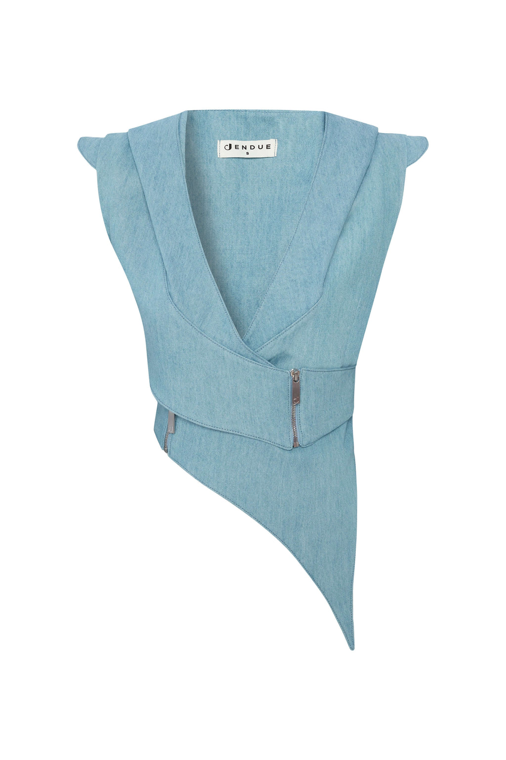 JENDUE Belinda Denim Vest & Jacket - Asymmetrical Style-3