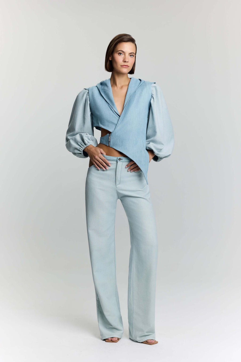 ELEVATE - JENDUE Belinda Denim Vest & Jacket - Asymmetrical Style