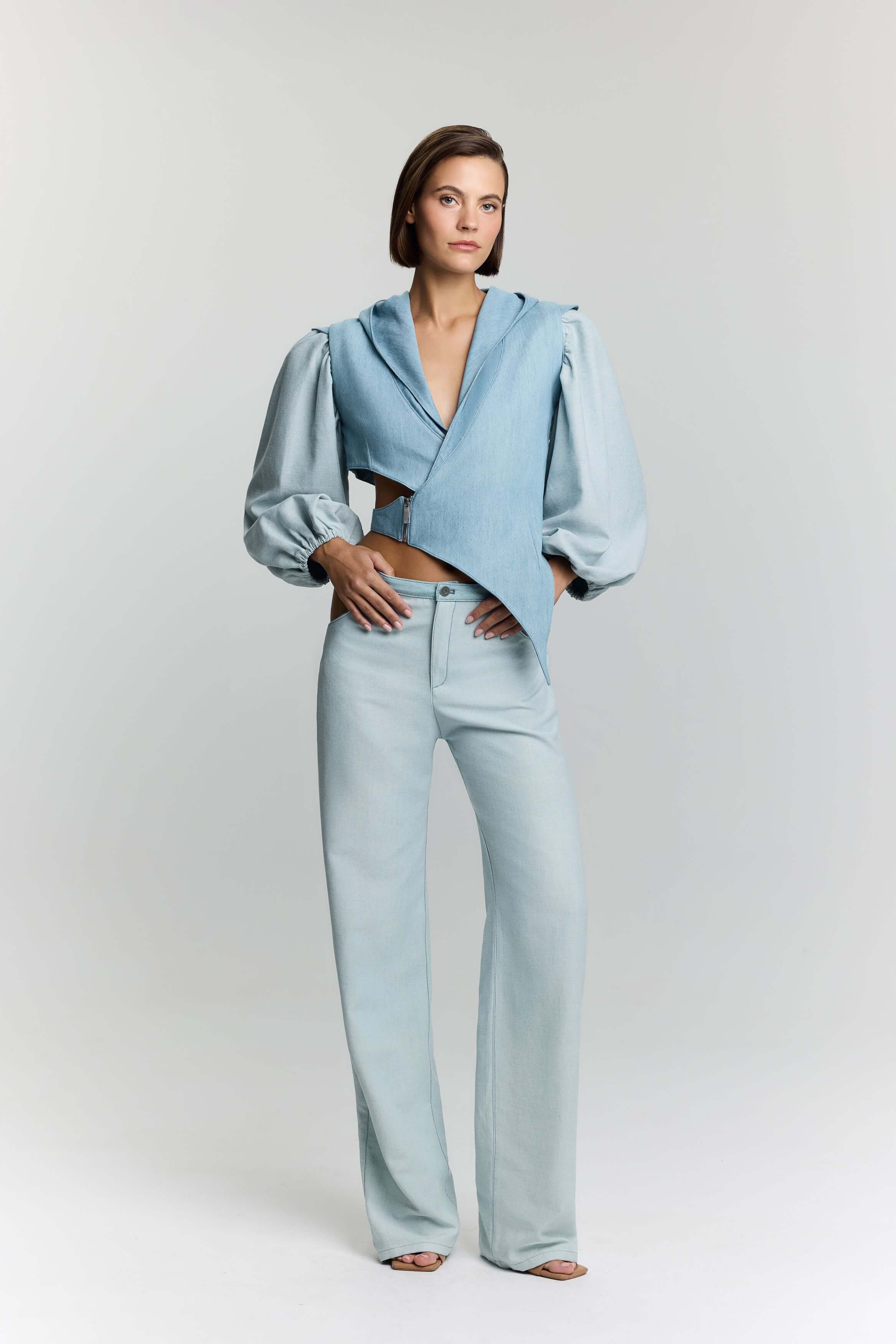 ELEVATE - JENDUE Belinda Denim Vest & Jacket - Asymmetrical Style