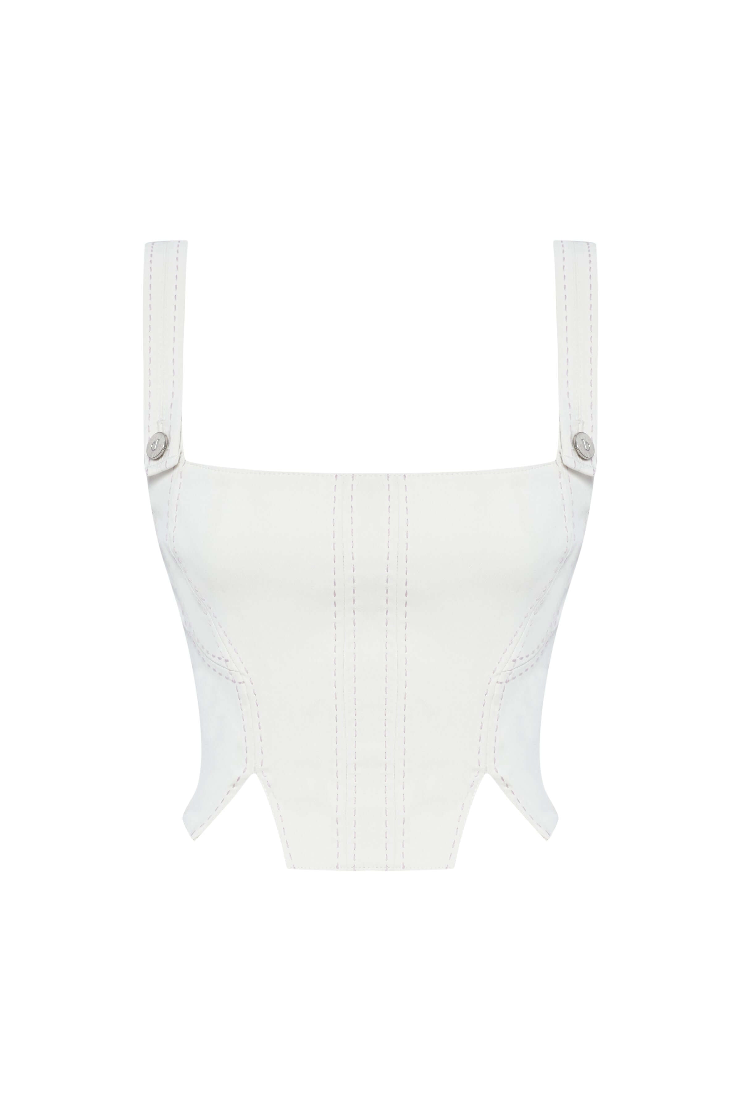 JENDUE Catalina White Denim Crop Top - Stylish & Versatile-1