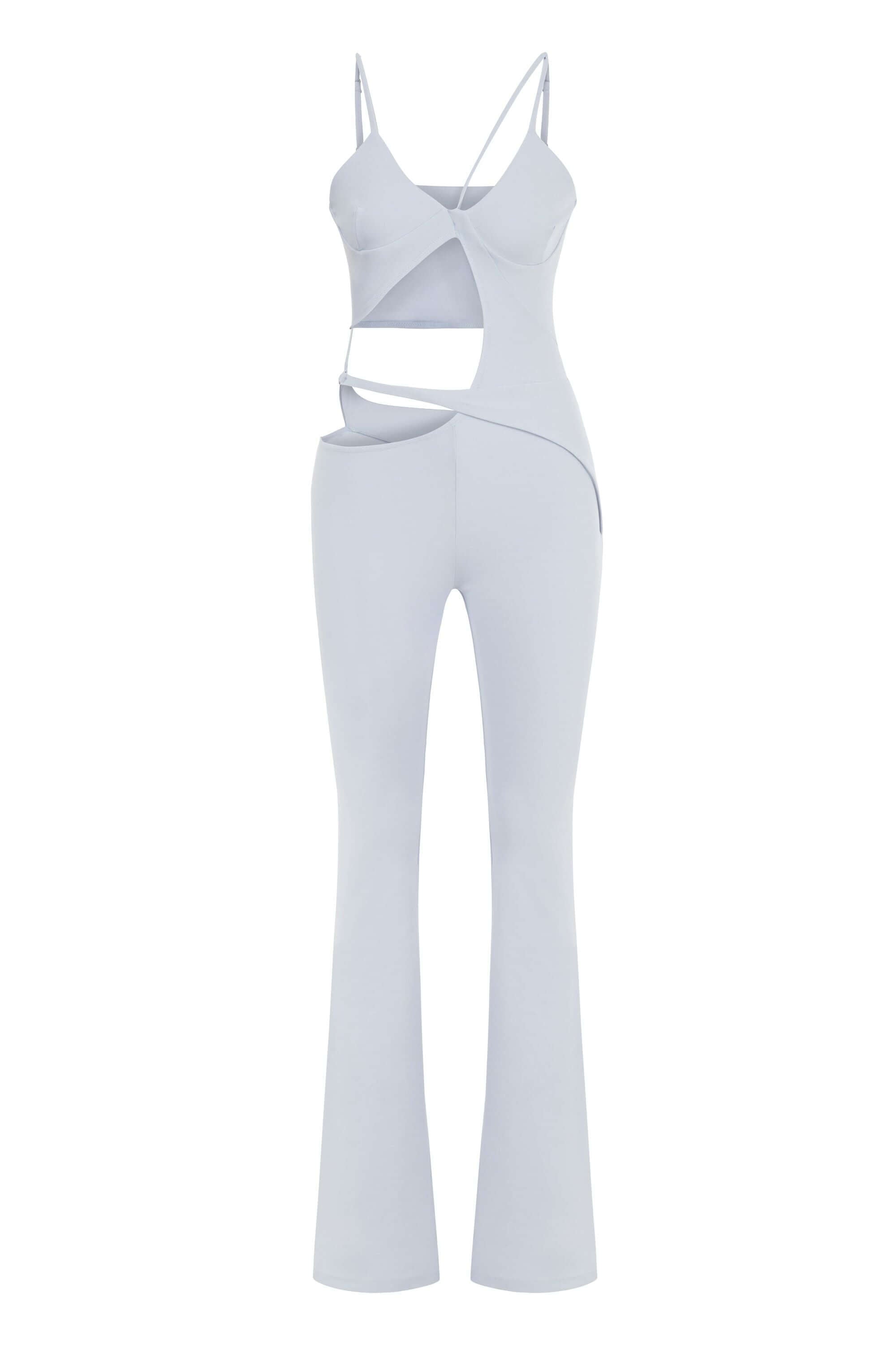 ELEVATE - JENDUE Cielo Cut Out Denim Jumpsuit - Strappy Flare