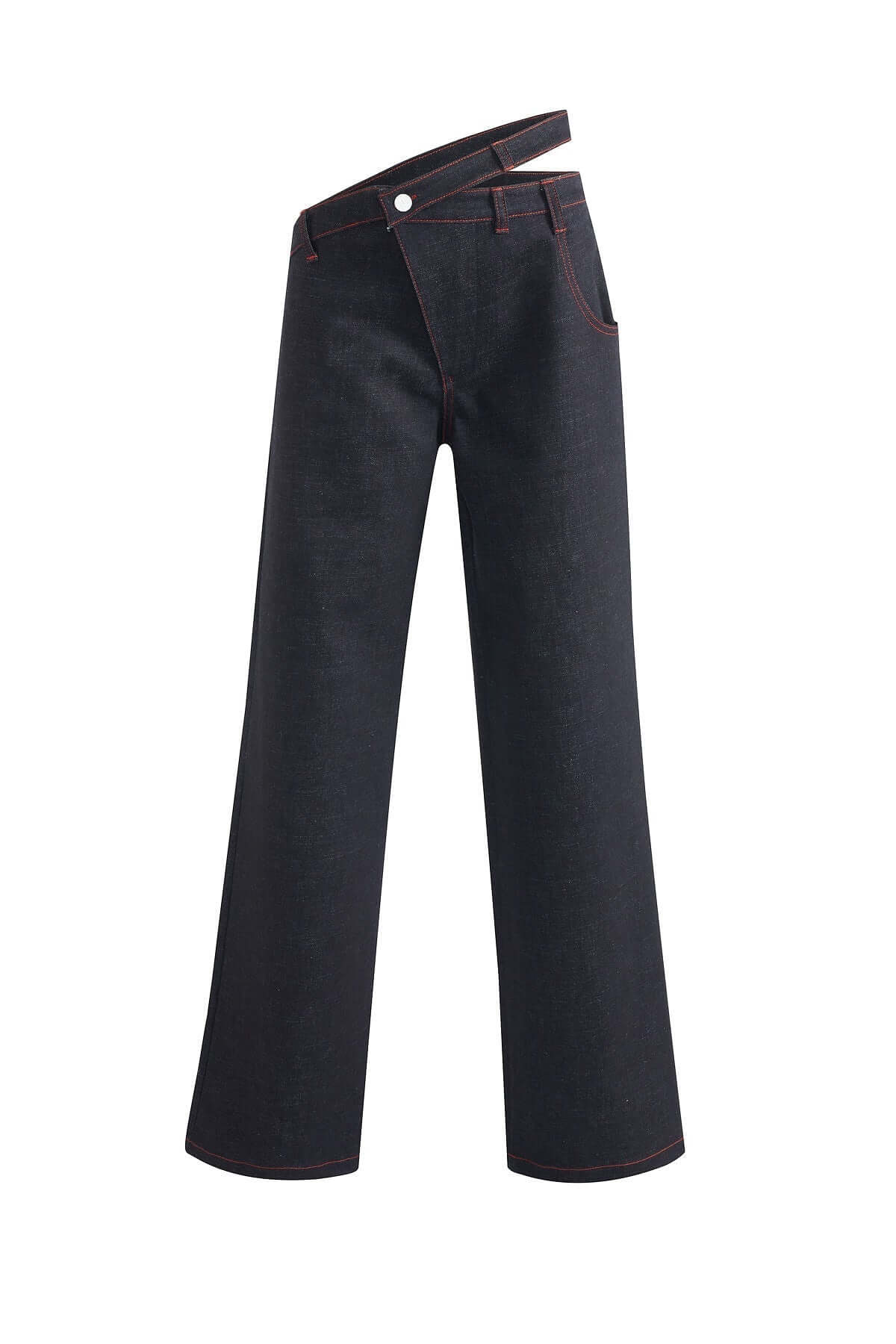 JENDUE Davidson Asymmetric Belt Denim Jean - Unique Wide Leg-1