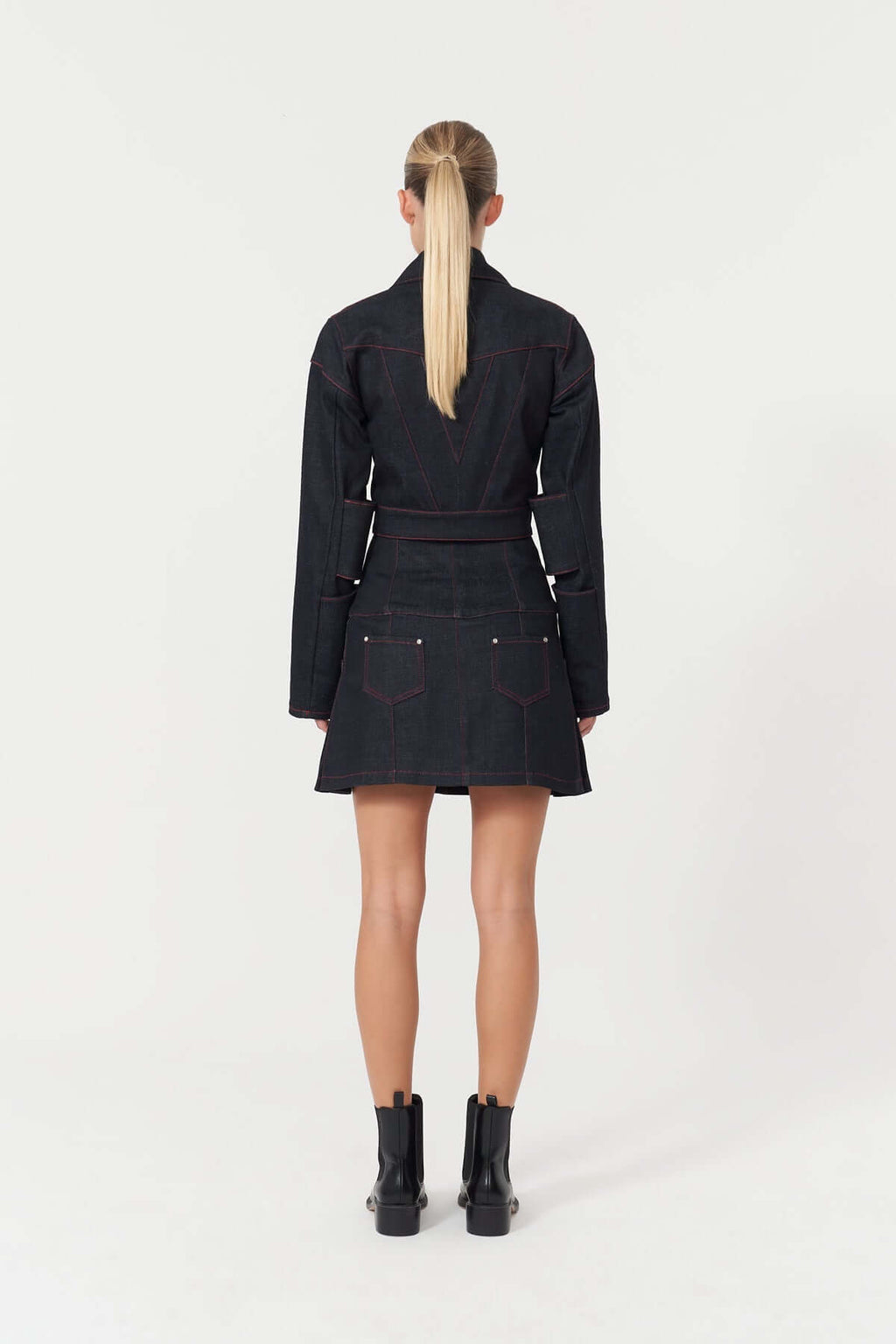 ELEVATE - JENDUE Davidson Cross Denim Jacket - Ecru & Deep Blue