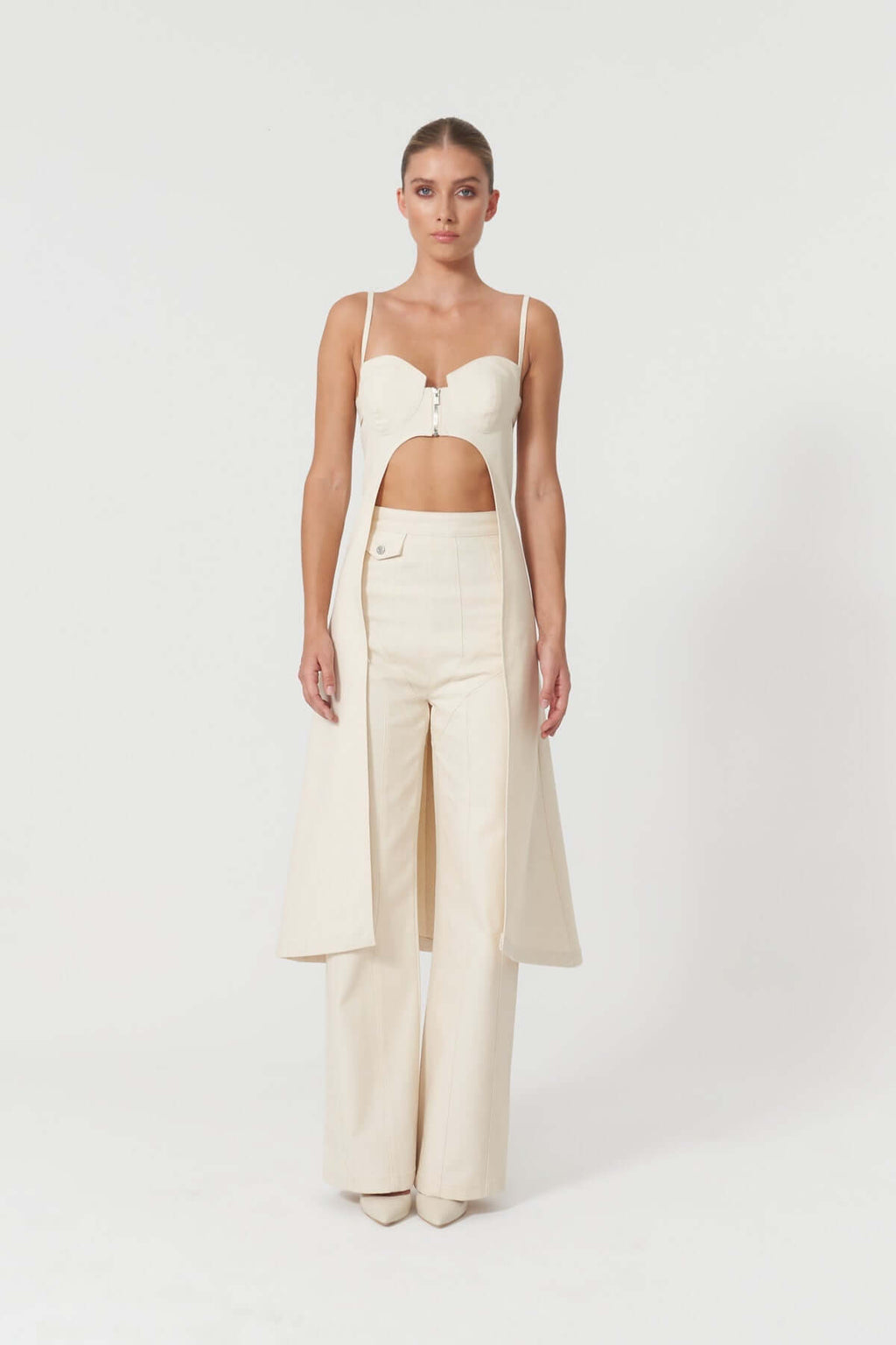 JENDUE Davidson Denim Dress - Stylish Strappy Midi Dress-0