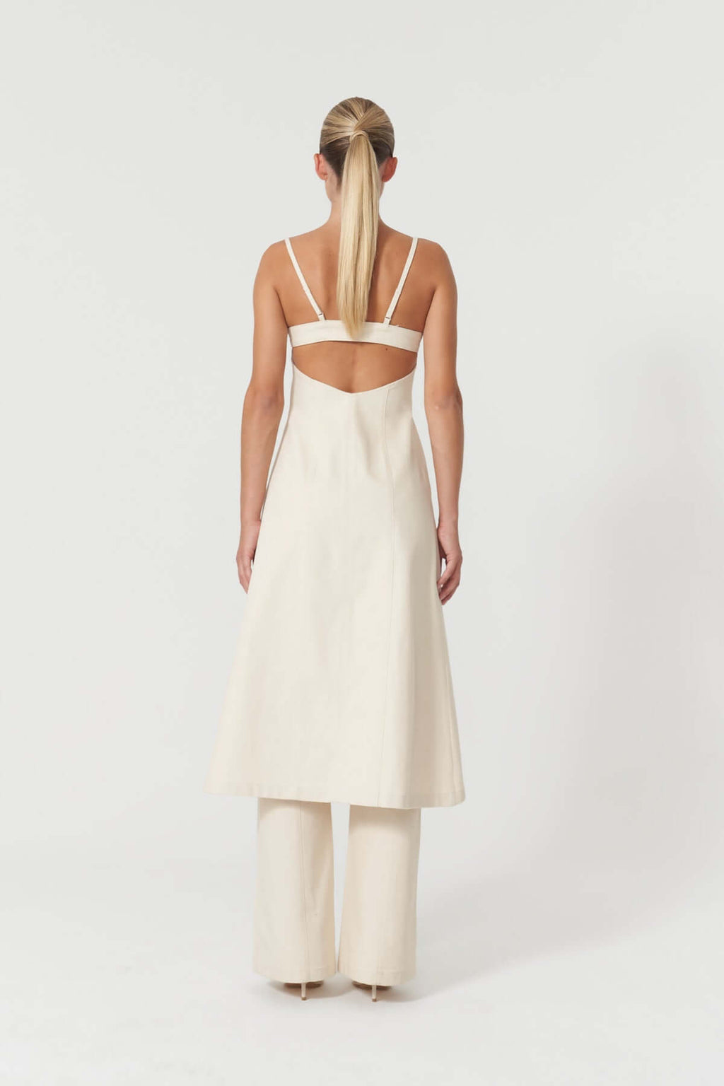 JENDUE Davidson Denim Dress - Stylish Strappy Midi Dress-3