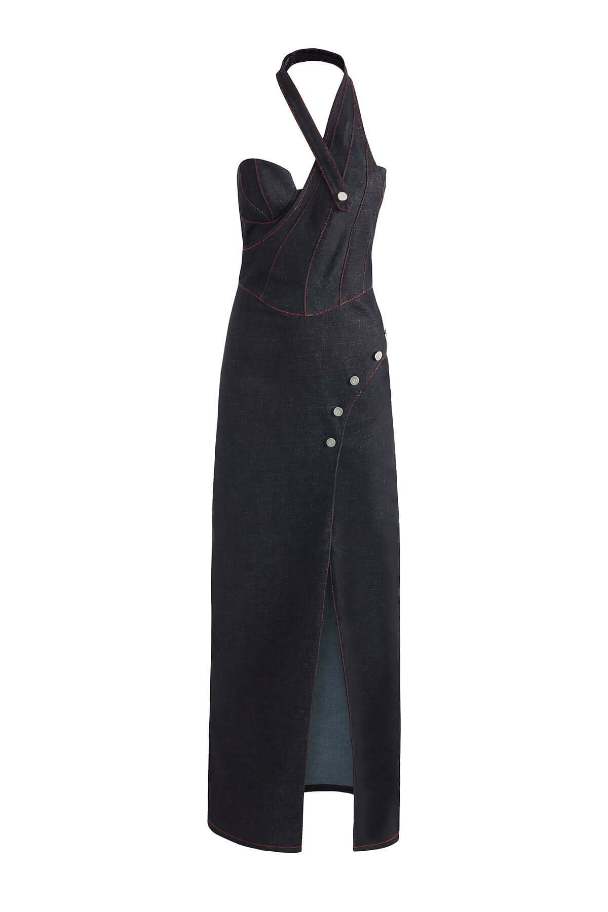ELEVATE - JENDUE Davidson Denim Maxi Dress - One Shoulder Design