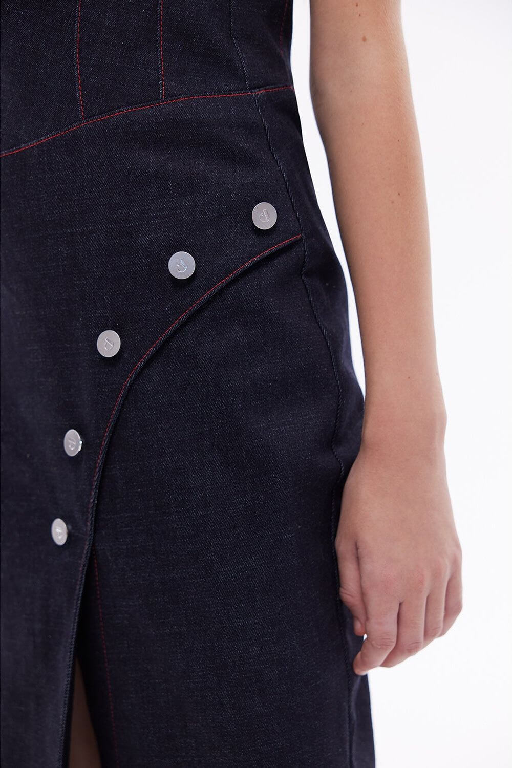 ELEVATE - JENDUE Davidson Denim Maxi Dress - One Shoulder Design