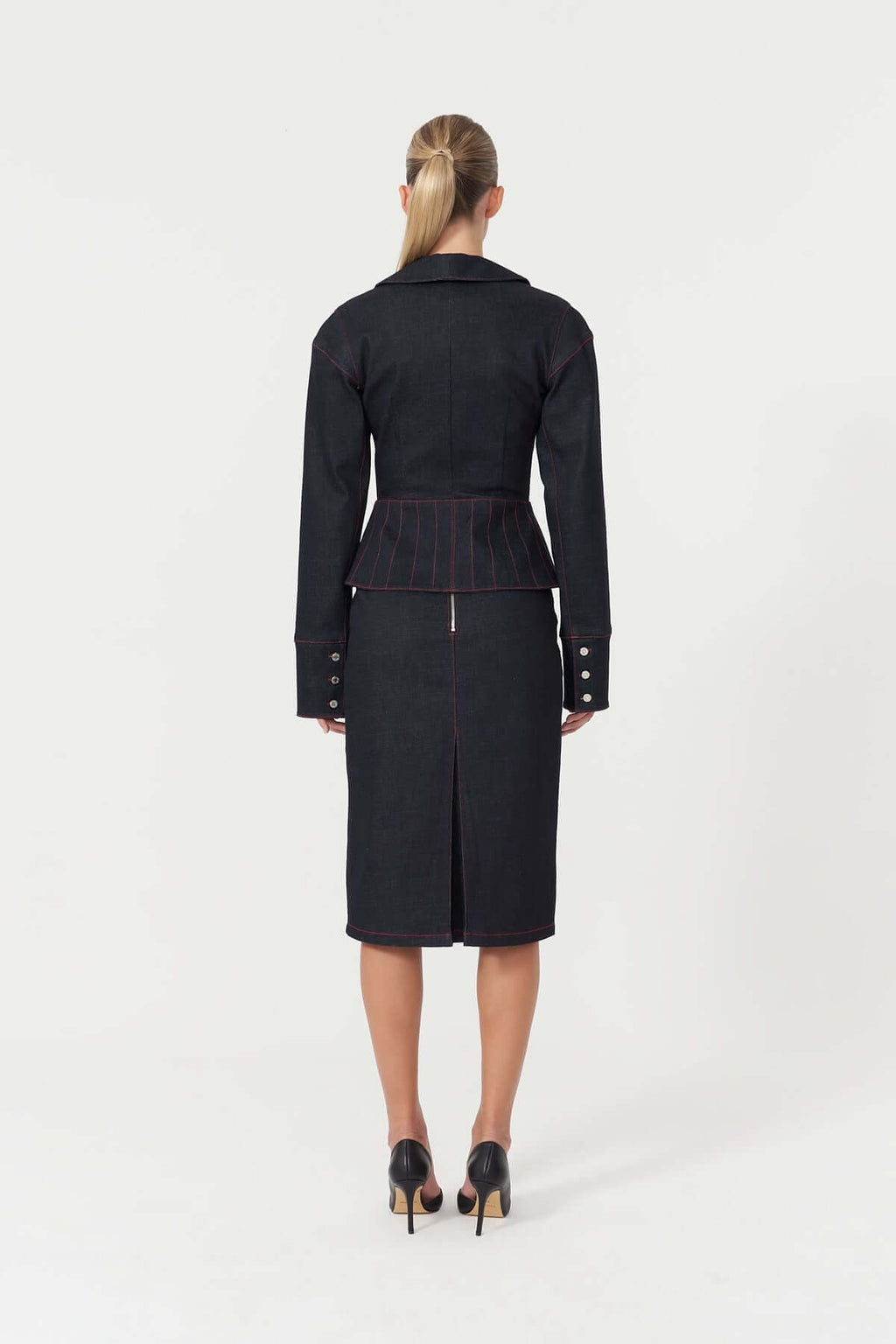 ELEVATE - JENDUE Davidson Denim Skirt - Classic Dark Wash Pencil Skirt