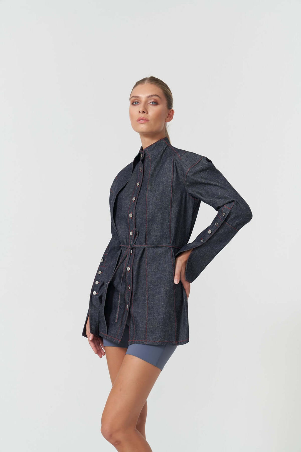 JENDUE Davidson Double Collar Denim Shirt - Women's Blouse-0