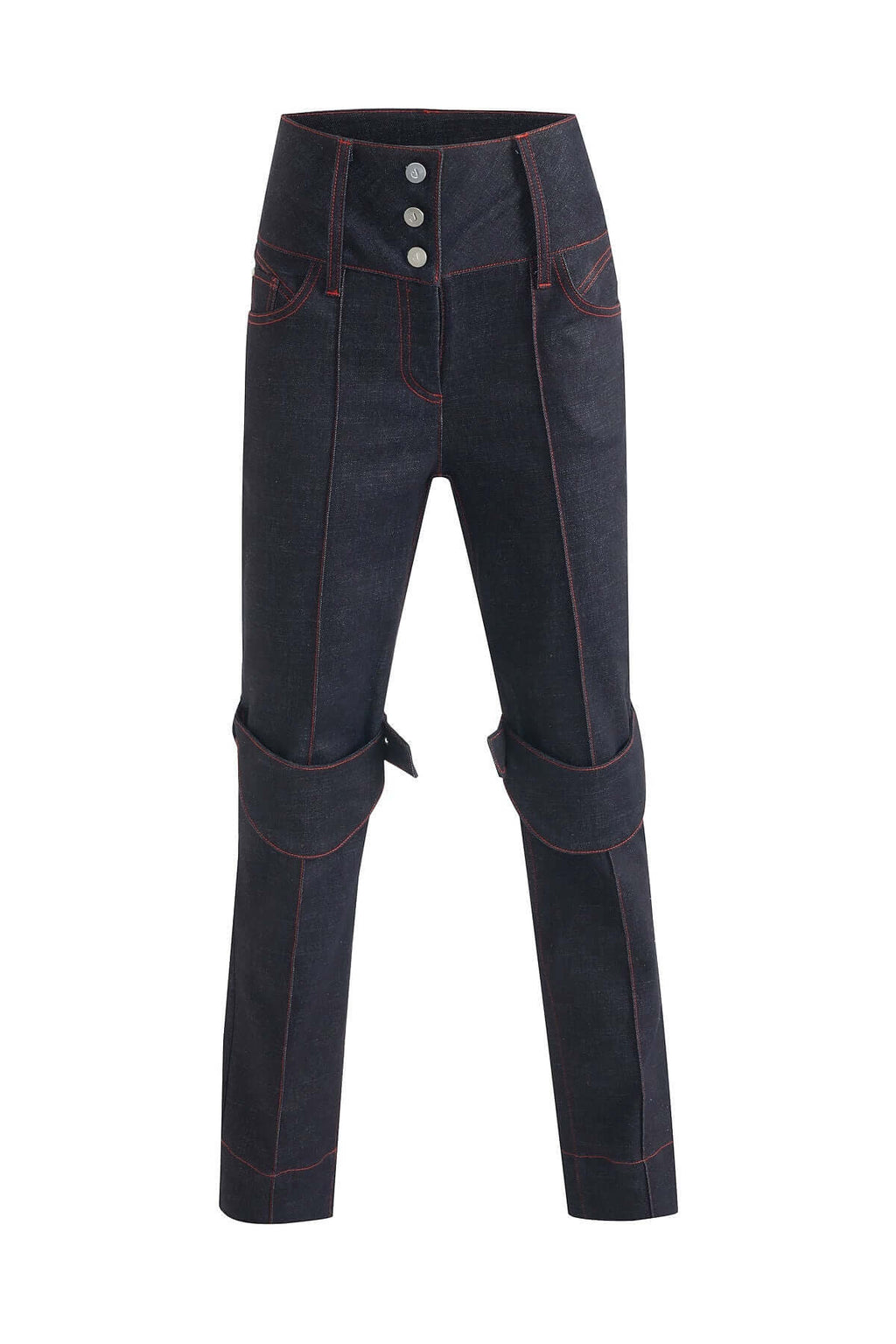 JENDUE Davidson Straight Leg Denim Jeans - Red Stitch-1