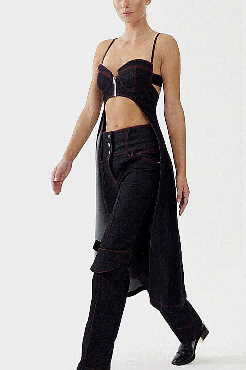 JENDUE Davidson Straight Leg Denim Jeans - Red Stitch-0