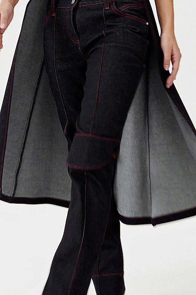 JENDUE Davidson Straight Leg Denim Jeans - Red Stitch-3