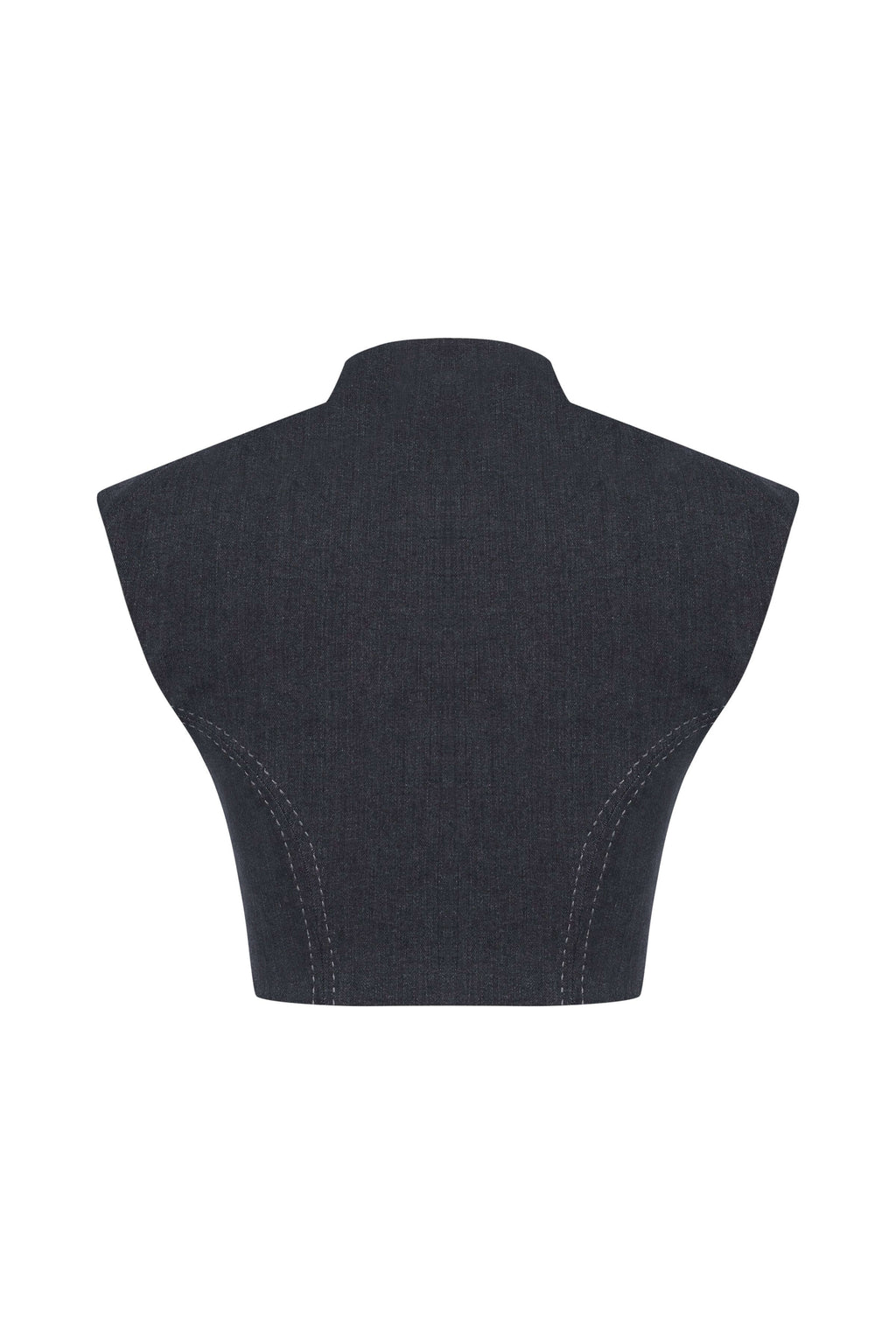 JENDUE Dew Drop Denim Vest - Unique Asymmetrical Zipper Top-2