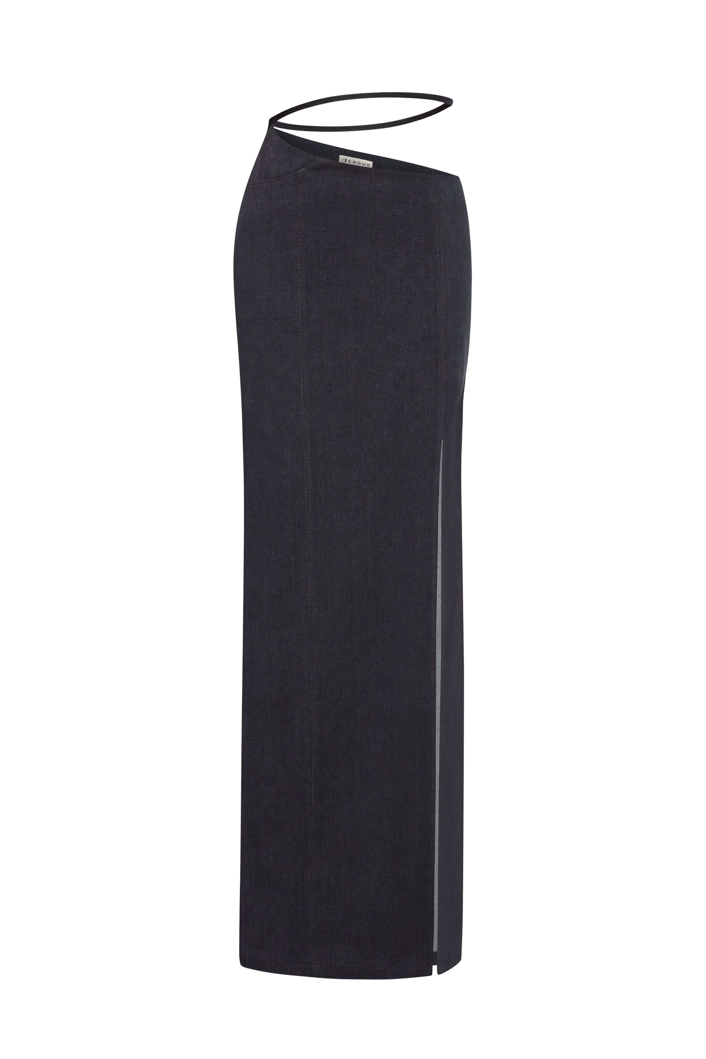 JENDUE Dreams Denim Skirt - High-Slit Maxi Skirt-1