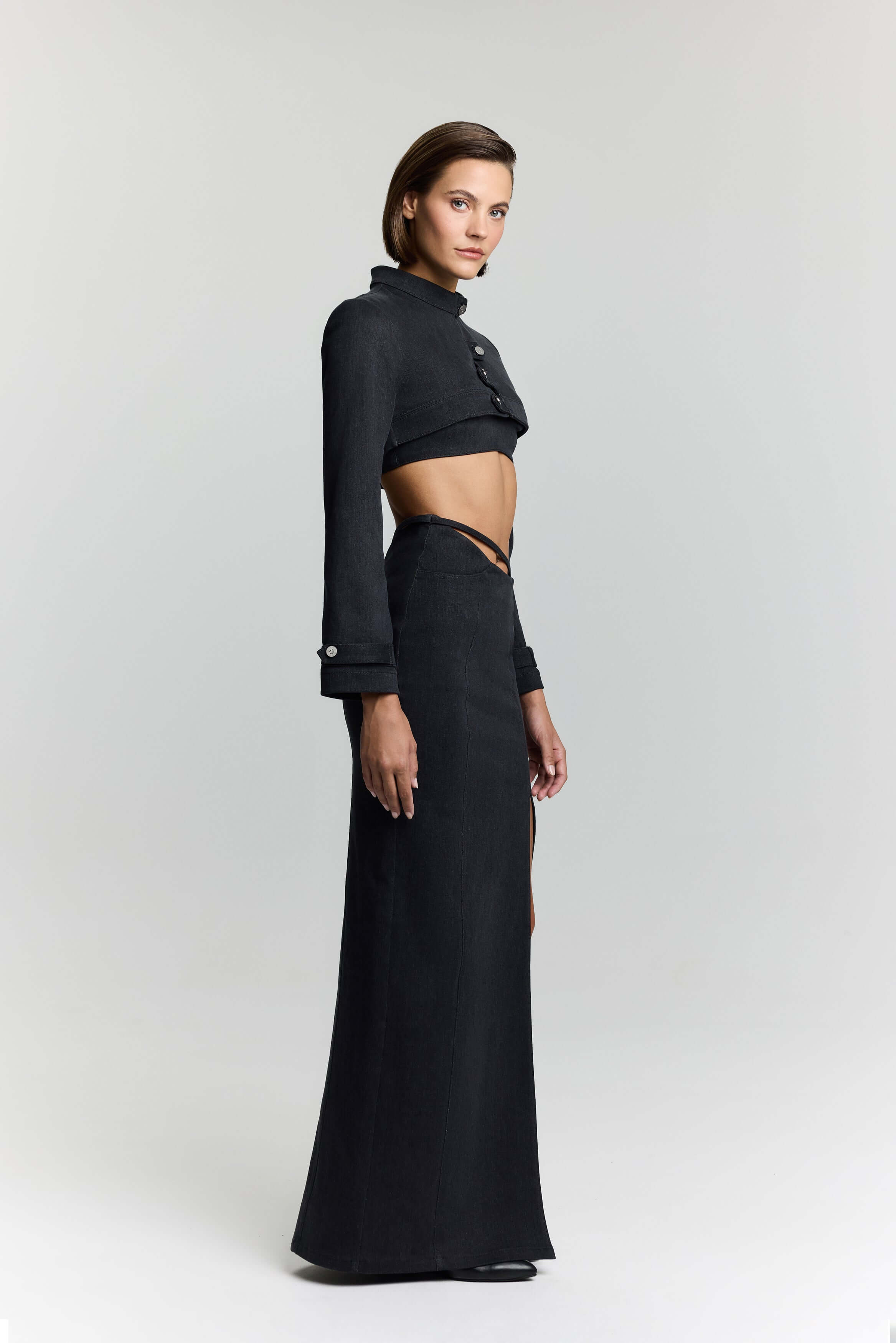 ELEVATE - JENDUE Dreams Denim Skirt - High-Slit Maxi Skirt