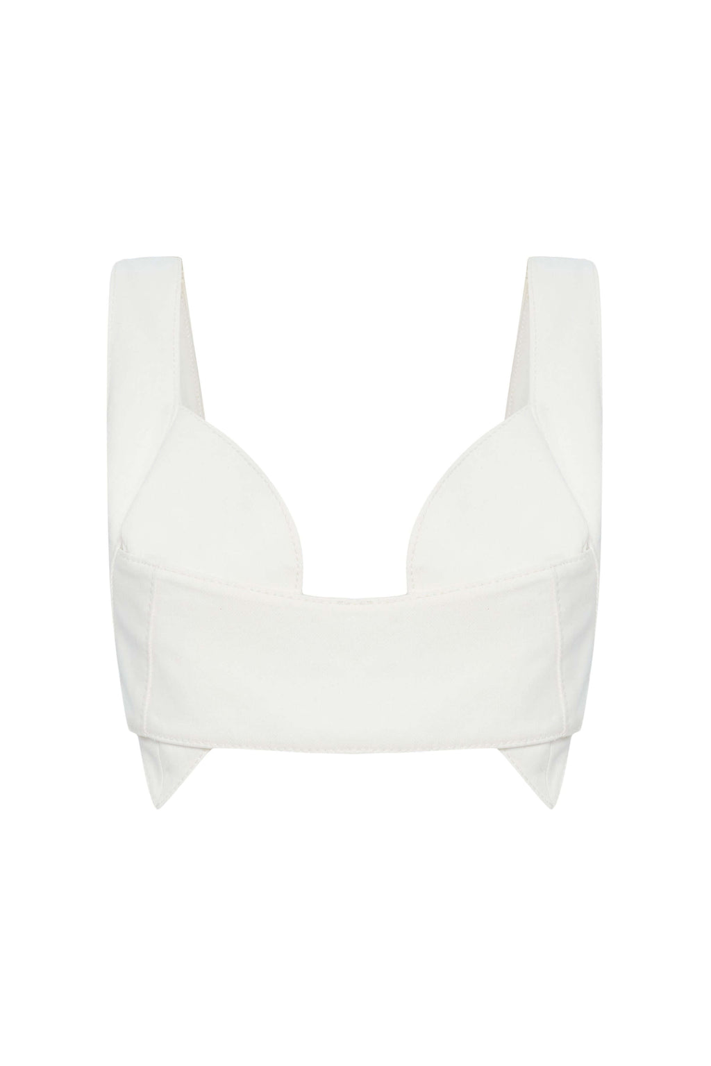 JENDUE Elena Denim Crop Top - Chic White Denim Bra Top-1