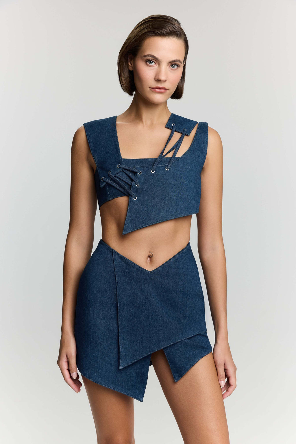 ELEVATE - JENDUE Endless Line Denim Mini Skirt - Chic & Modern