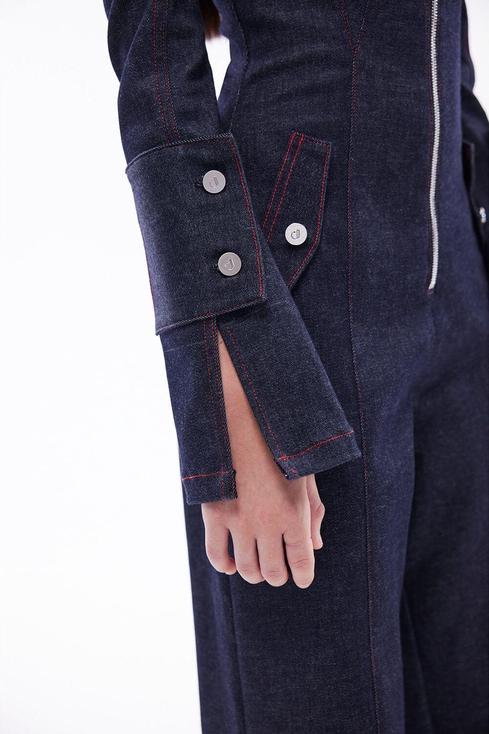 JENDUE Harvey Denim Jumpsuit - Dark Wash Women's Jumpsuit-3