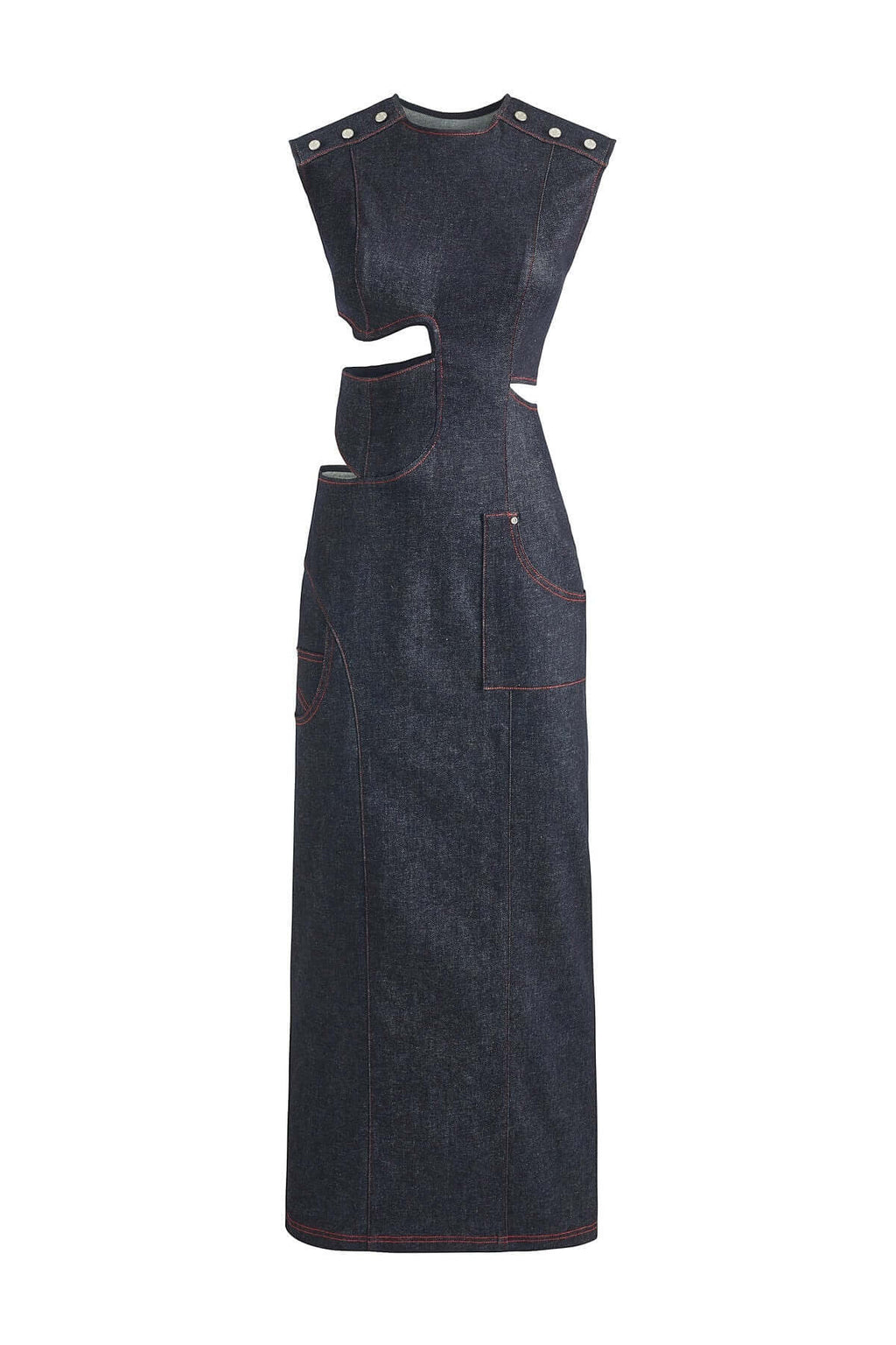ELEVATE - JENDUE Harvey Maxi Denim Dress - Unique Cut-Out Design