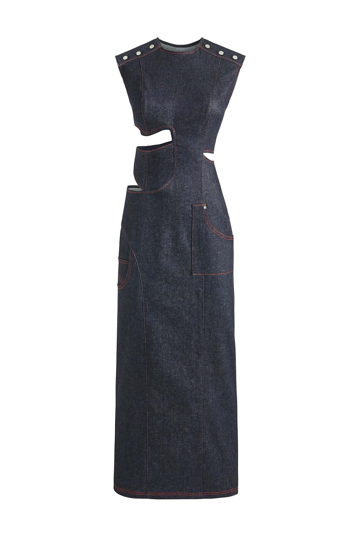 ELEVATE - JENDUE Harvey Maxi Denim Dress - Unique Cut-Out Design