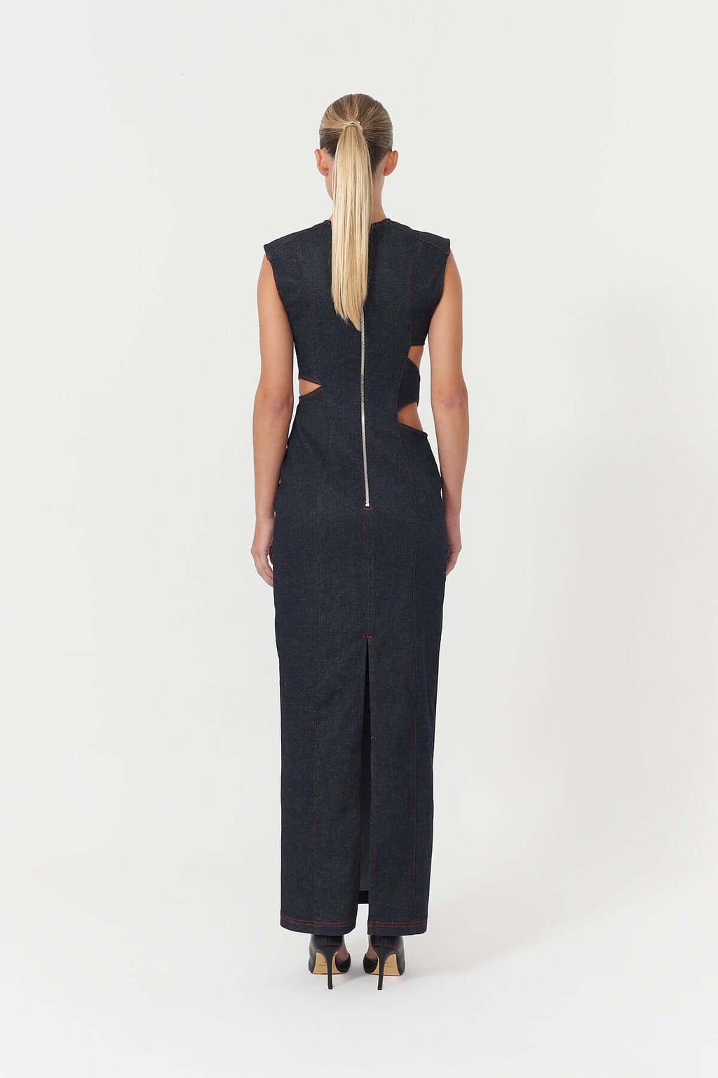 ELEVATE - JENDUE Harvey Maxi Denim Dress - Unique Cut-Out Design