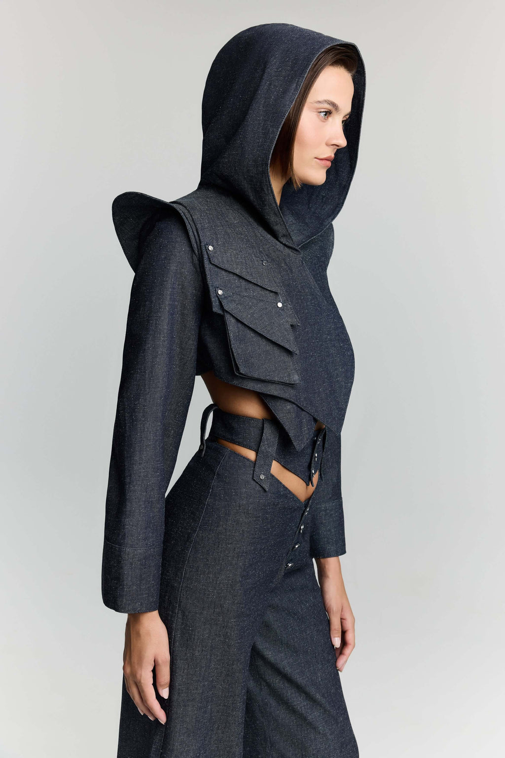 ELEVATE - JENDUE High Frequencies Denim Jacket - Unique Cropped Style