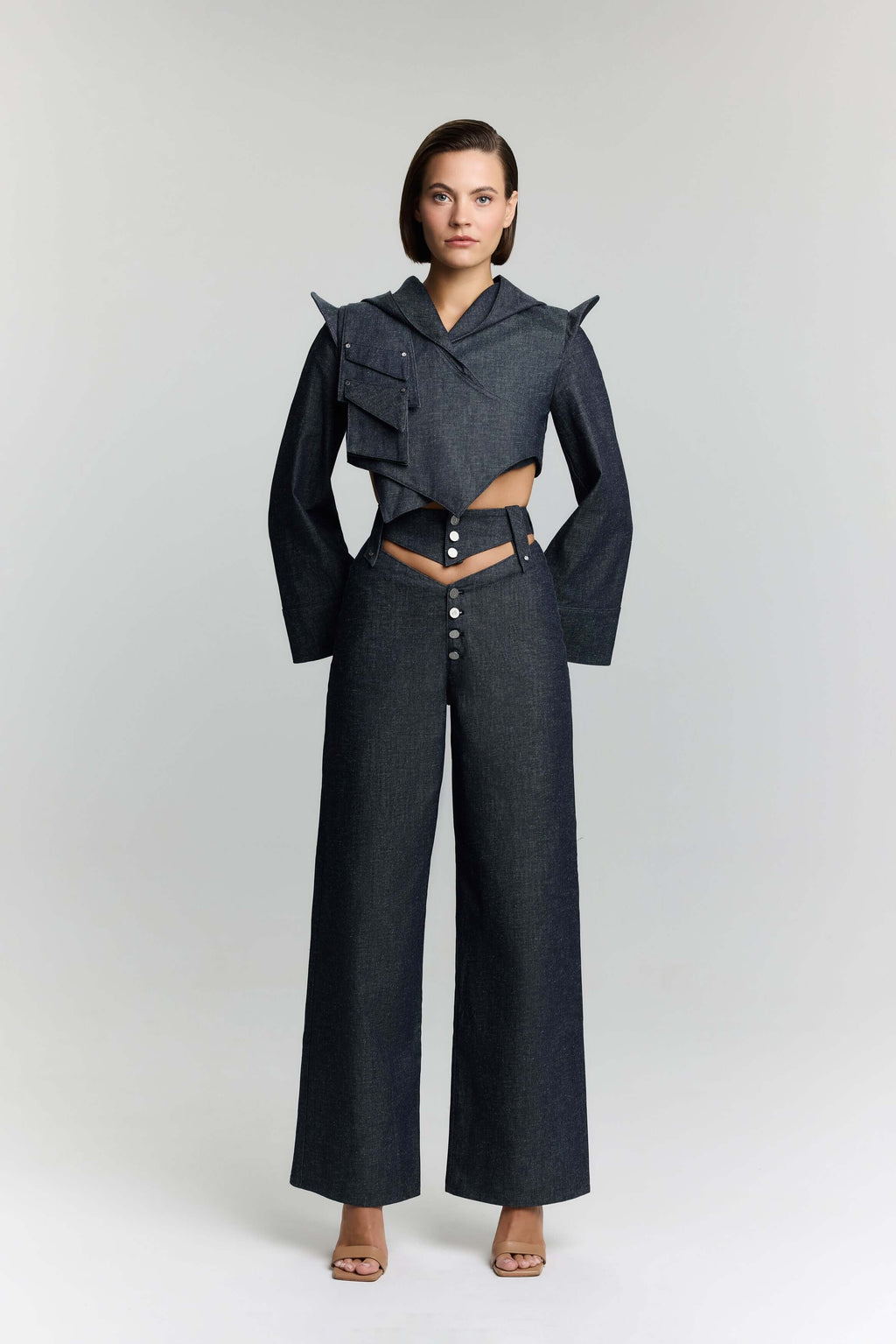 JENDUE High Frequencies Denim Jean - High Waisted Dark Wash-0