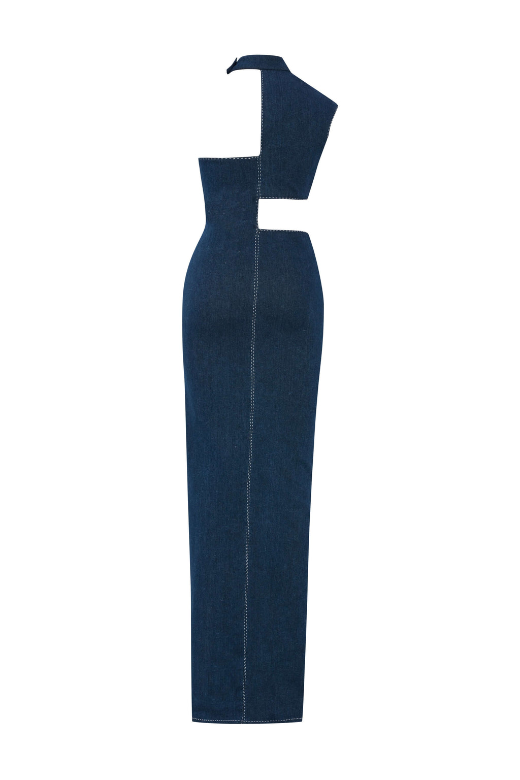 ELEVATE - JENDUE Ivy Denim Dress - Asymmetrical Cut-Out Maxi Dress