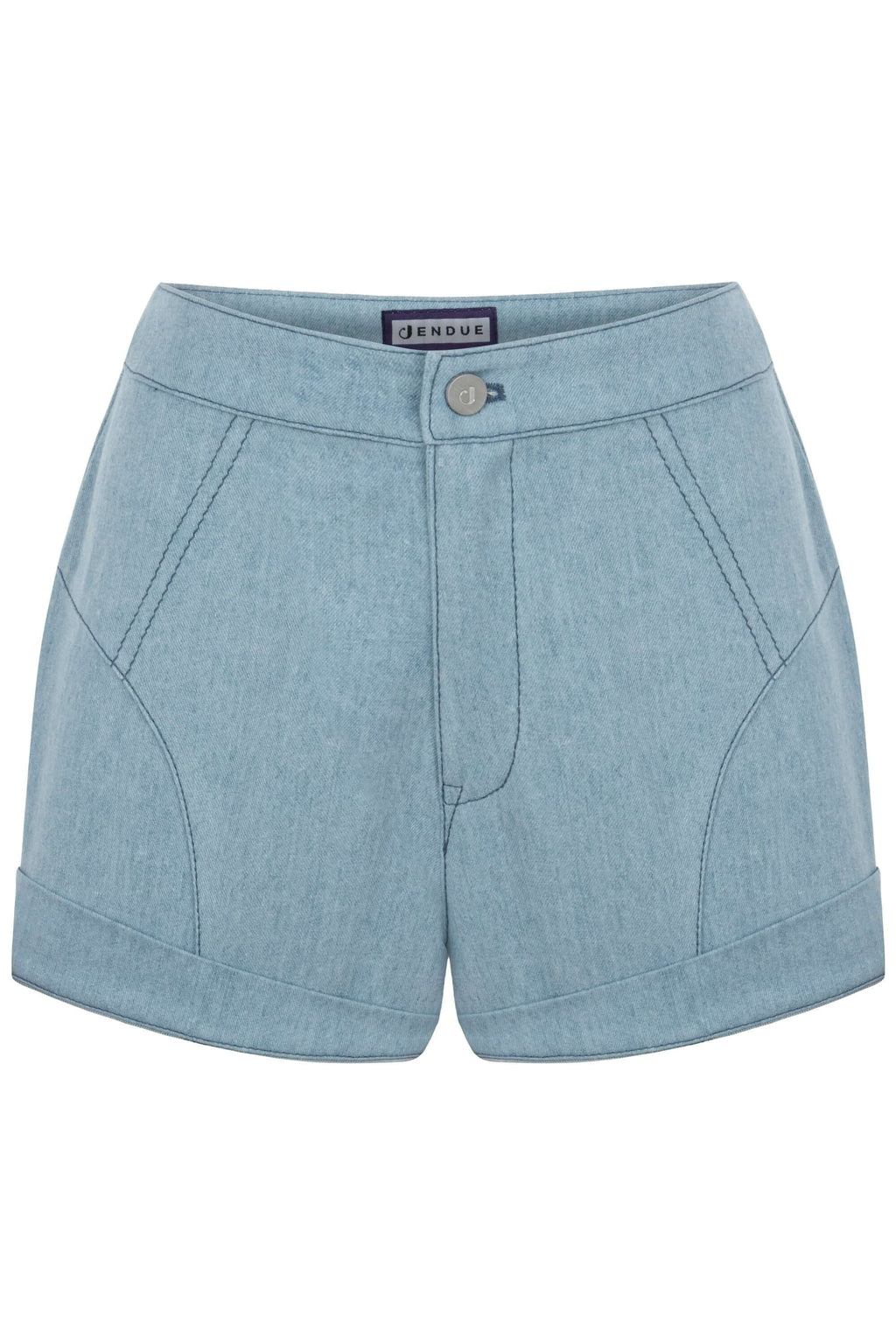 JENDUE Marvel Denim Shorts - Light Wash High-Waist-2