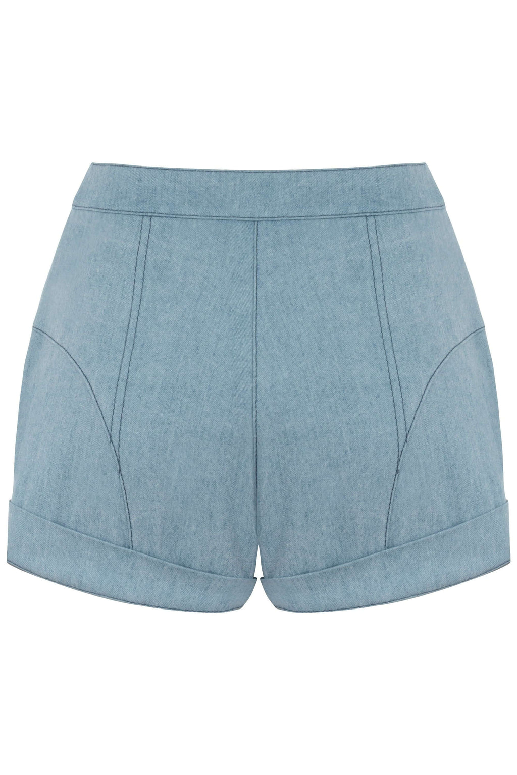 JENDUE Marvel Denim Shorts - Light Wash High-Waist-3