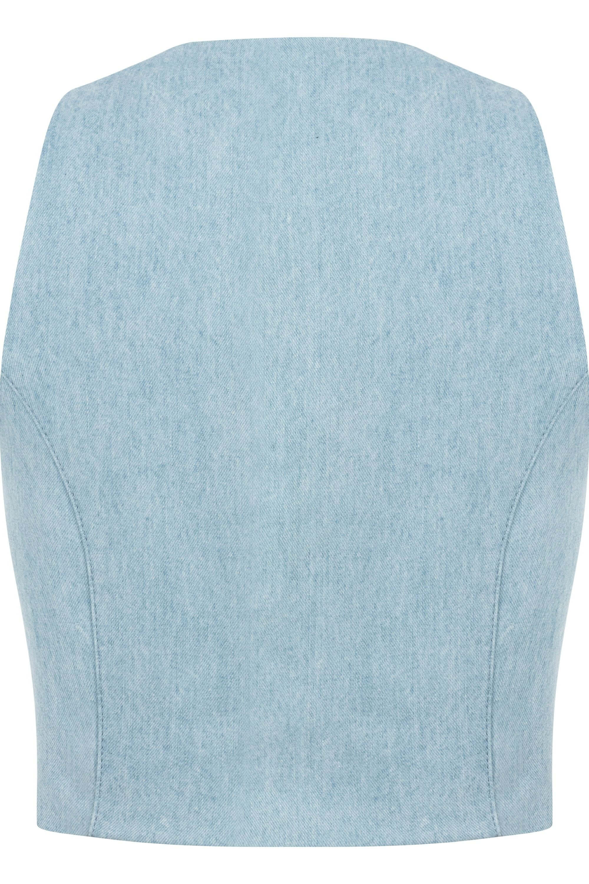 ELEVATE - JENDUE Marvel Denim Top - Light Blue Zip-Up Bustier