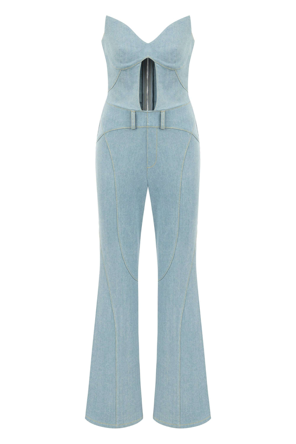 JENDUE Marvel Maxi Denim Jumpsuit - Strapless, Cut-Out-1