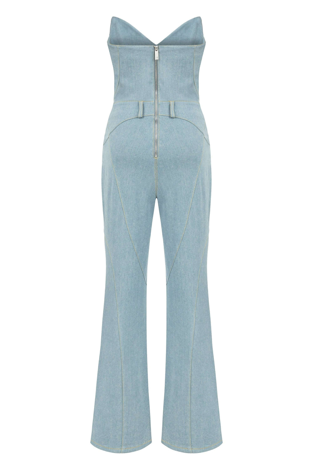 JENDUE Marvel Maxi Denim Jumpsuit - Strapless, Cut-Out-2