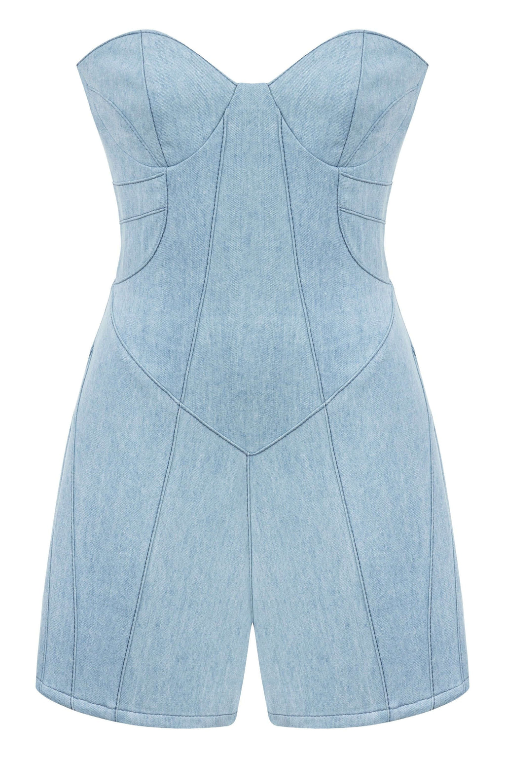 JENDUE Marvel Mini Denim Jumpsuit - Strapless & Chic-1