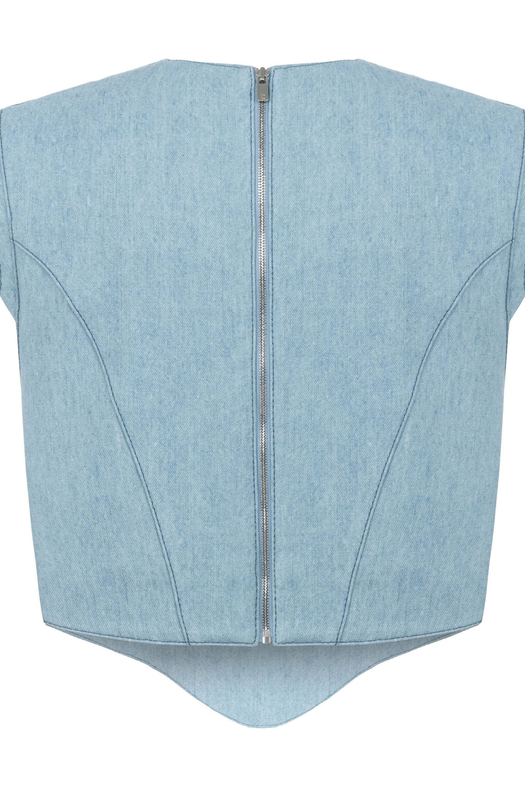 JENDUE Marvel V-Neck Denim Top - Stylish Women's Jean Blouse-2