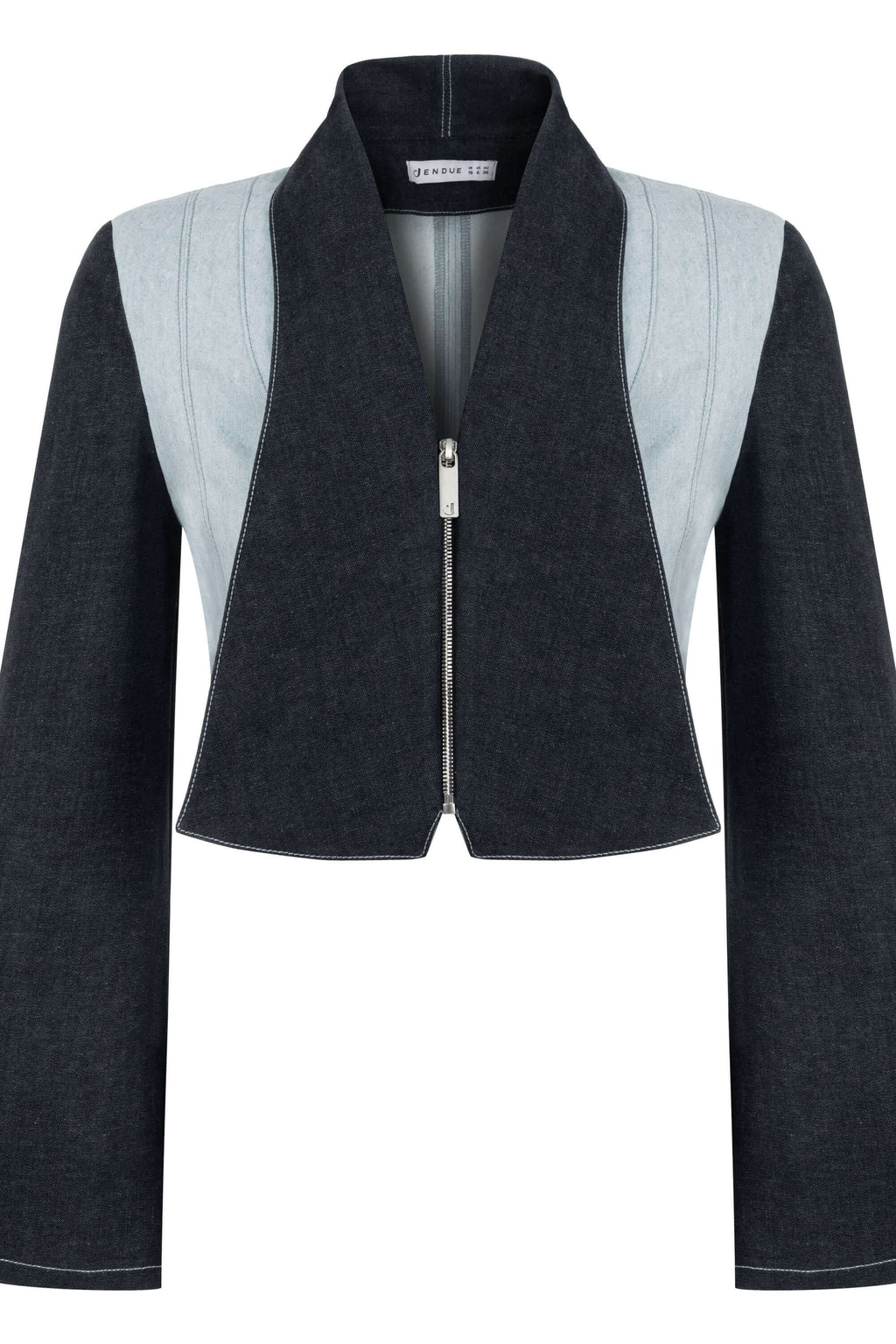 JENDUE Monte Denim Jacket - Stylish Zip-Front Crop Top-1