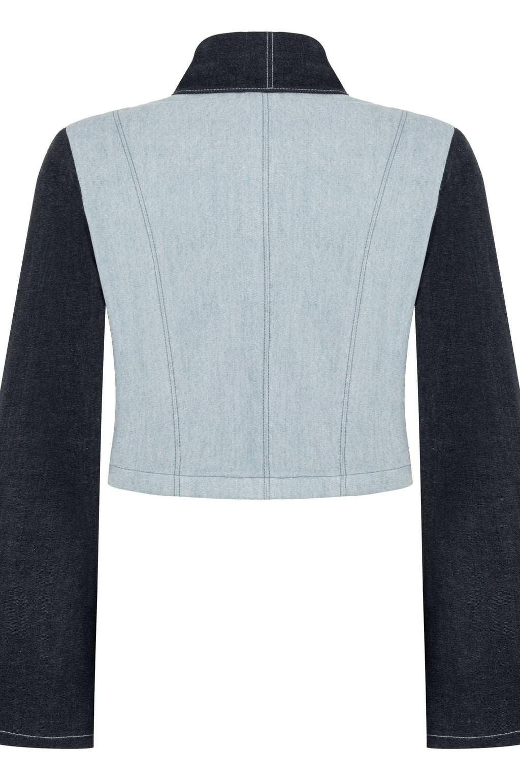 JENDUE Monte Denim Jacket - Stylish Zip-Front Crop Top-2