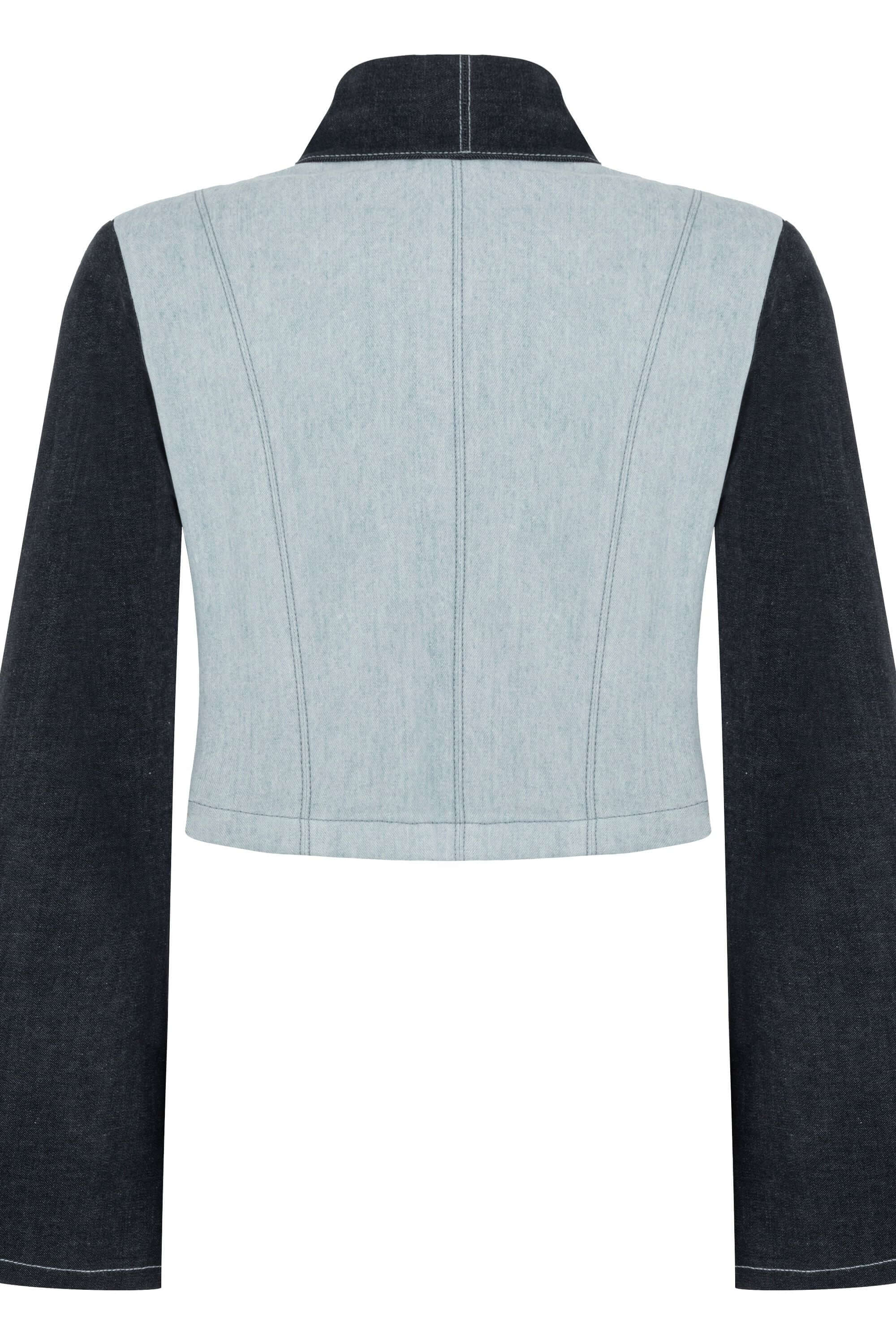 JENDUE Monte Denim Jacket - Stylish Zip-Front Crop Top-2