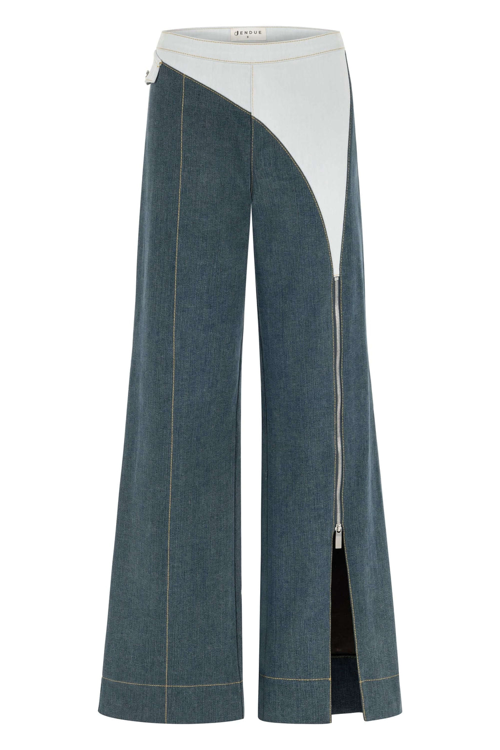 JENDUE Monte Wide Leg Denim Jeans - Unique Zip Detail-1