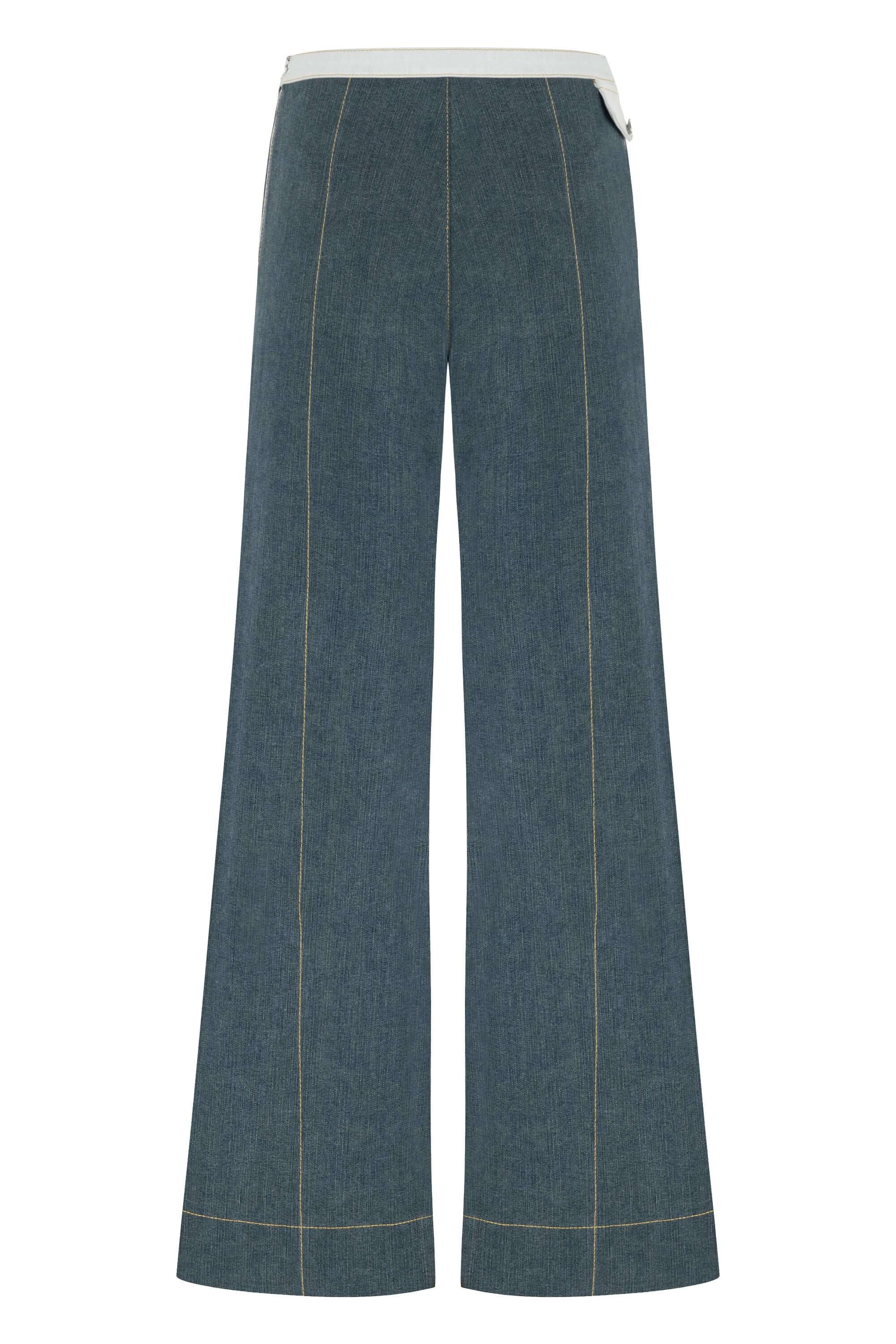 JENDUE Monte Wide Leg Denim Jeans - Unique Zip Detail-2
