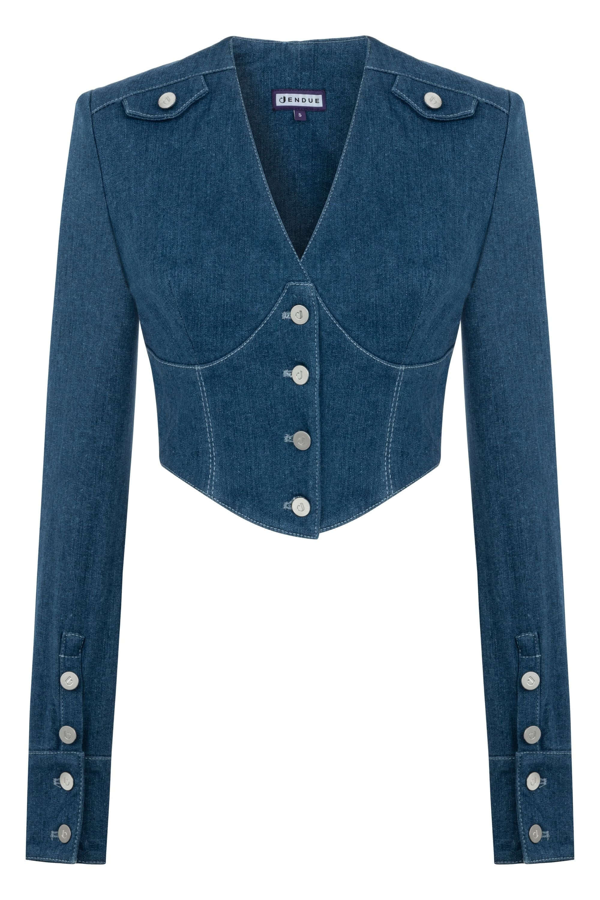 JENDUE Myla Corset Denim Top - Stylish & Structured-1