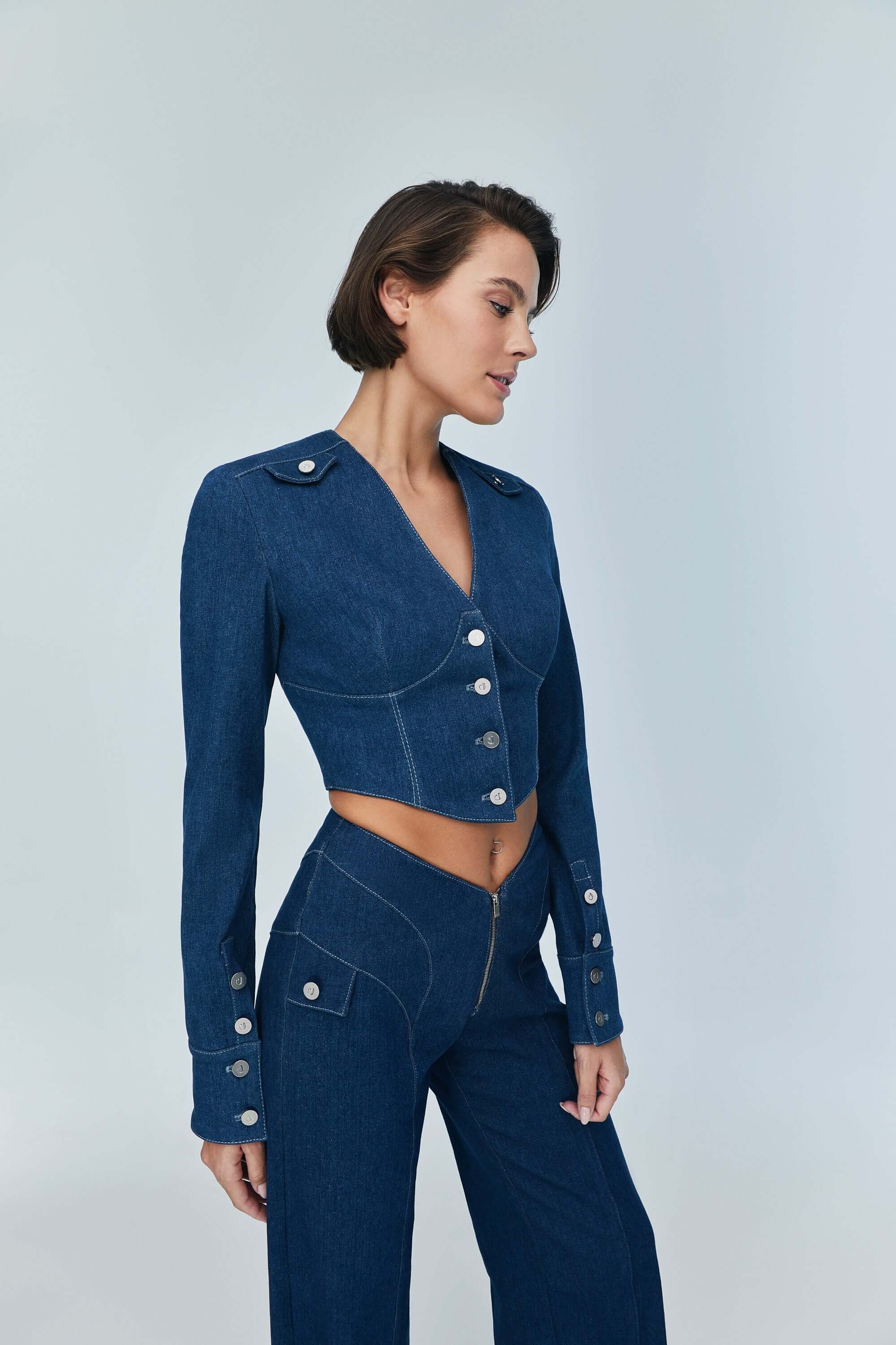 ELEVATE - JENDUE Myla Corset Denim Top - Stylish & Structured