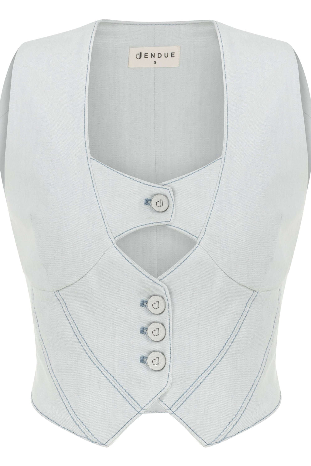 ELEVATE - JENDUE Myla Denim Top - Light Blue Cut-Out Vest